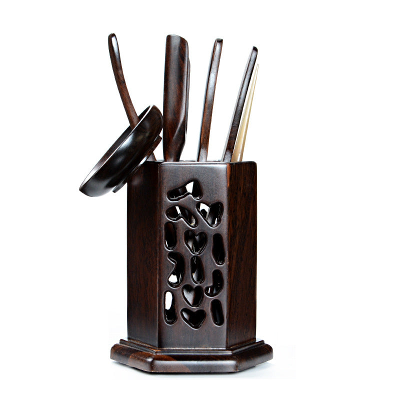 Premium Tea Brewing Accessories Set of 6 - Complete Chinese Gongfu Tea Ceremony Kit (Tea Scoop, Tongs, Funnel, Needle, Brush & Stand) for Home, Office & Tea Parties - Perfect Gift for Tea Lovers
