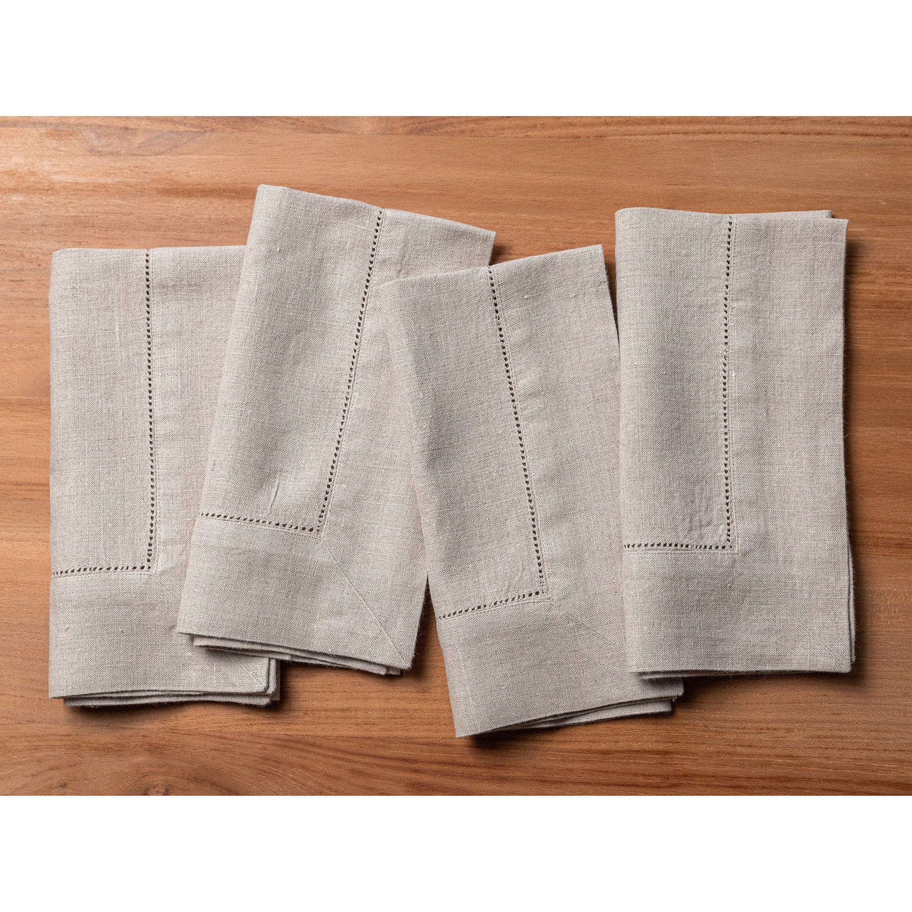 Premium Heavyweight Hemstitch Linen Napkins - Set of 4 - Elegant Dinner Party & Formal Dining Table Decor