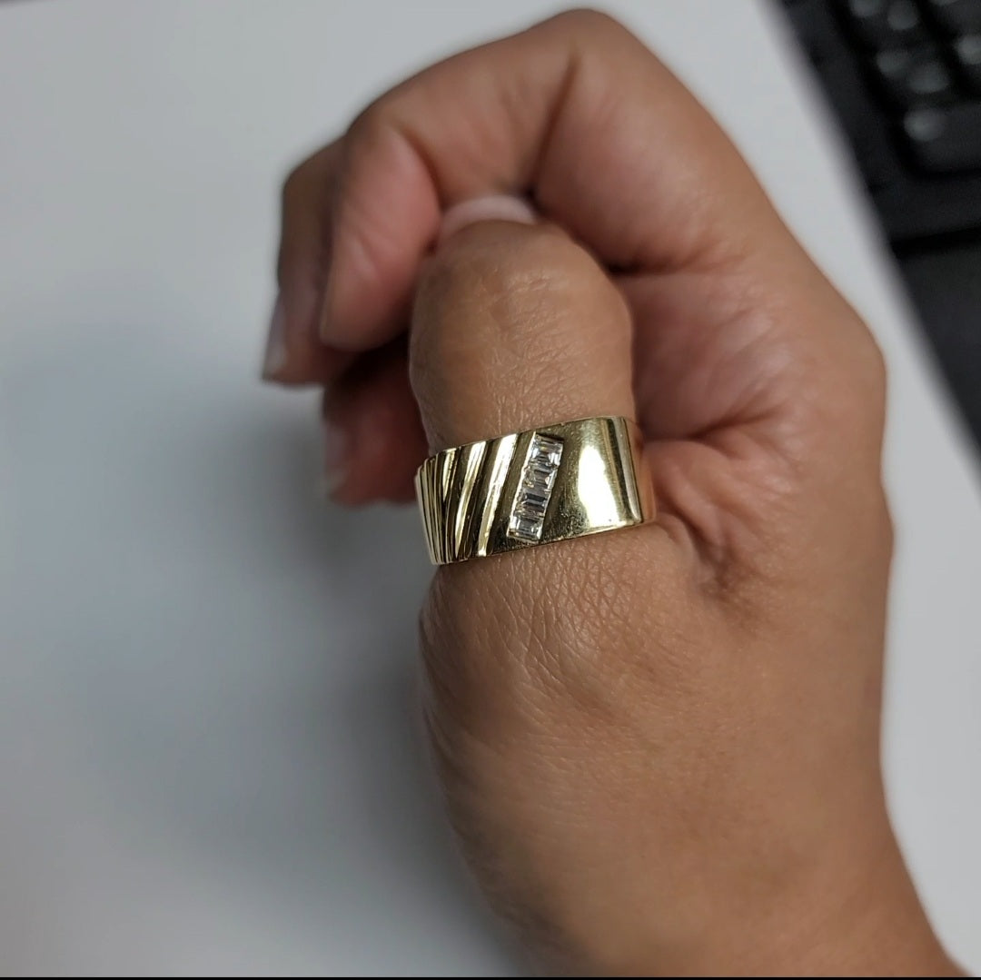 14k Yellow Gold Diagonal Baguette Diamond Wedding Band - 0.33cttw Elegant Stackable Ring for Bridal Sets, Anniversary Gifts & Special Occasions