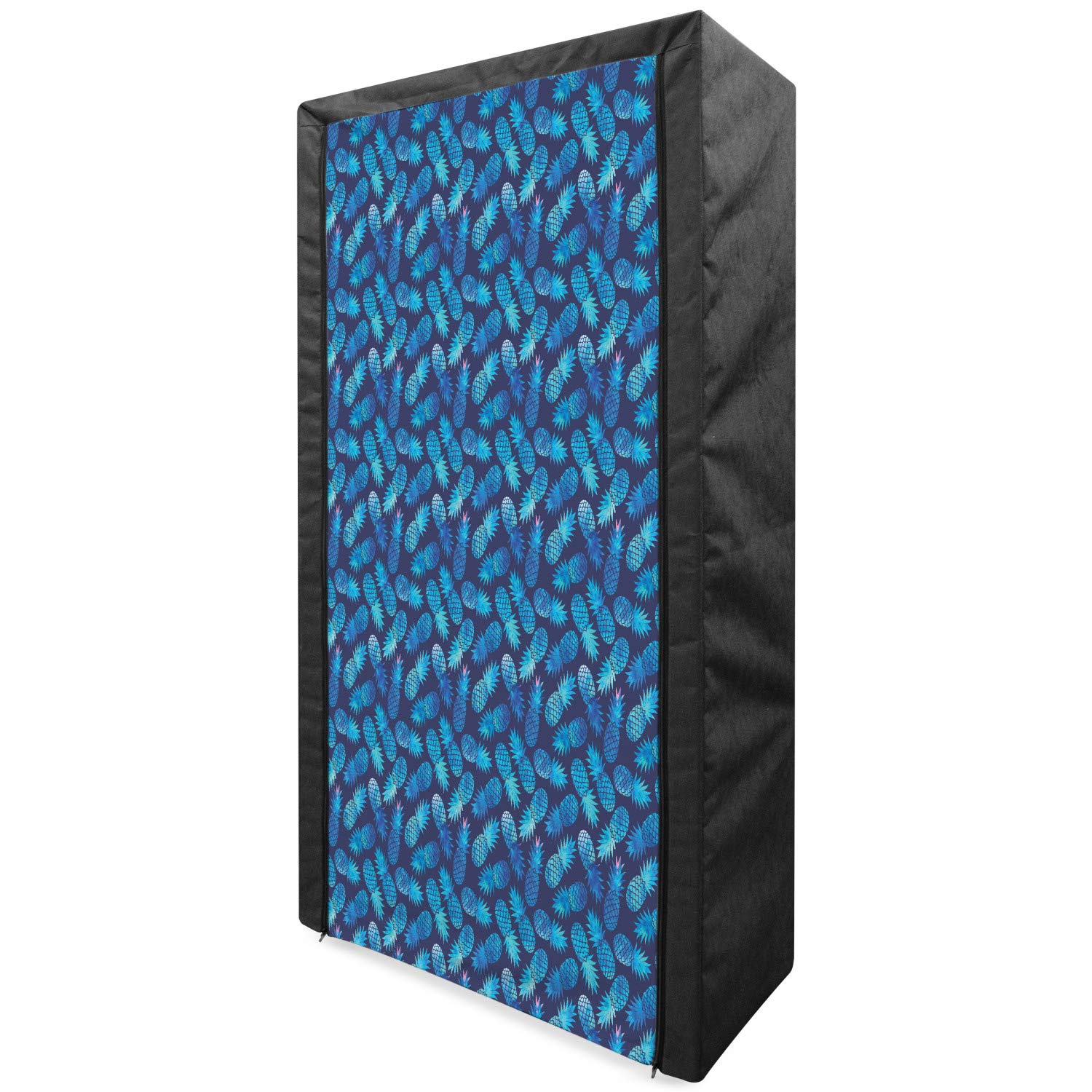 Ambesonne Portable Fabric Wardrobe - Tropical Pineapple Design in Blue Shades, 33.5