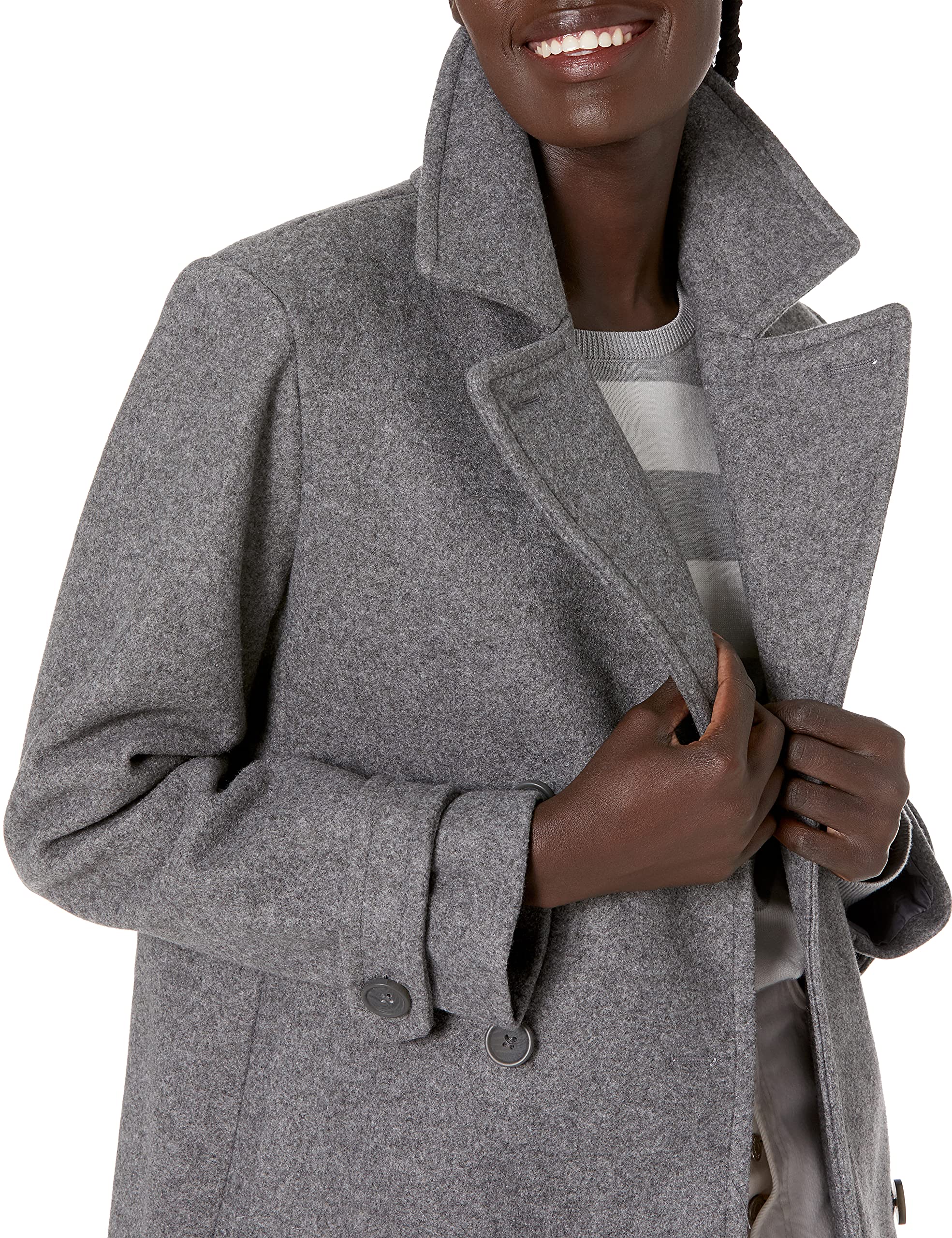 Amazon Essentials Women's Long-Sleeve Plush Peacoat Jacket - Warm Winter Coat with Soft Fleece Lining for Cold Weather, Work & Outdoor Activities