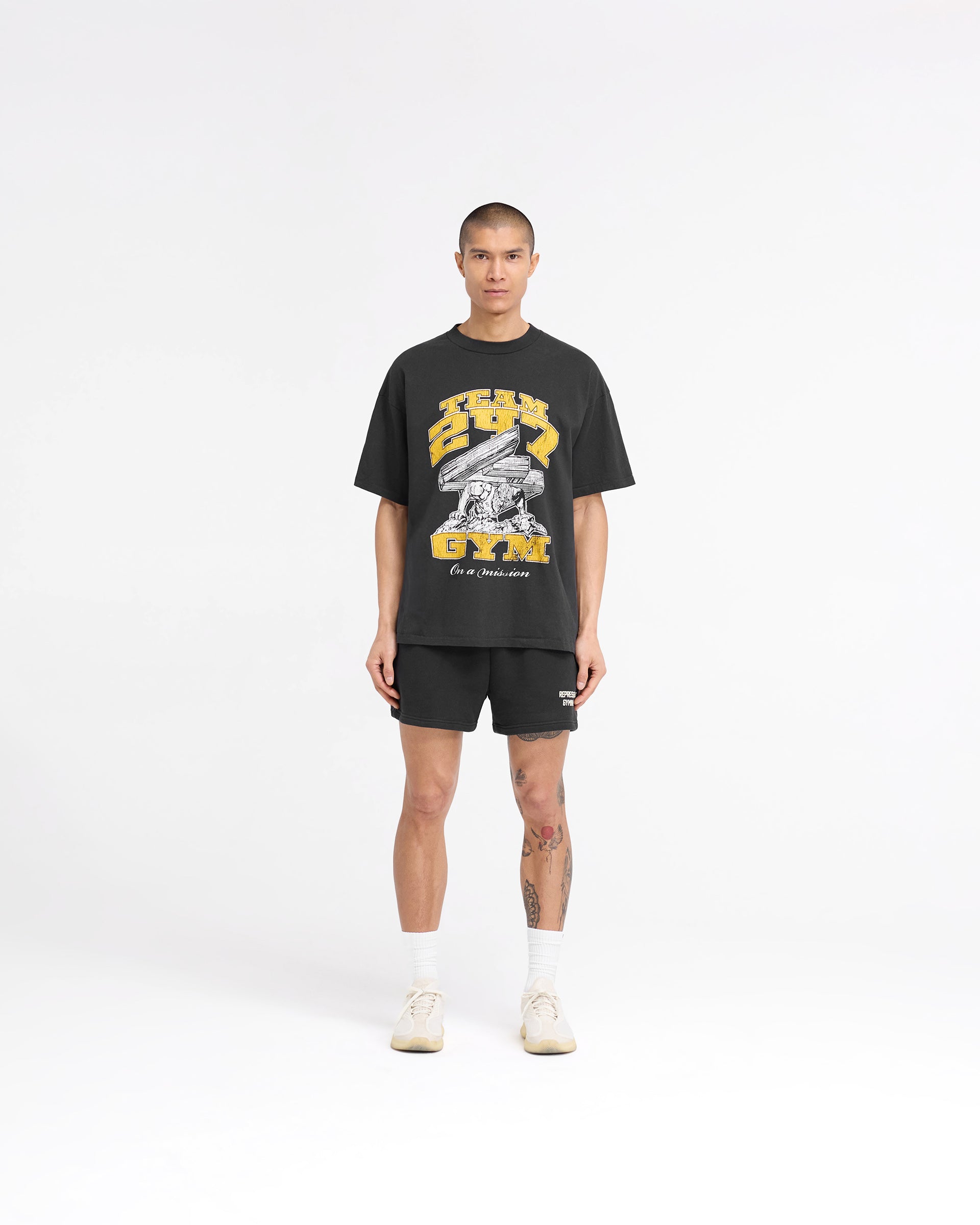 247 On His Shoulders Christian T-Shirt for Men - Off Black Comfort Fit Cotton Tee - Perfect for Church, Bible Study & Daily Wear