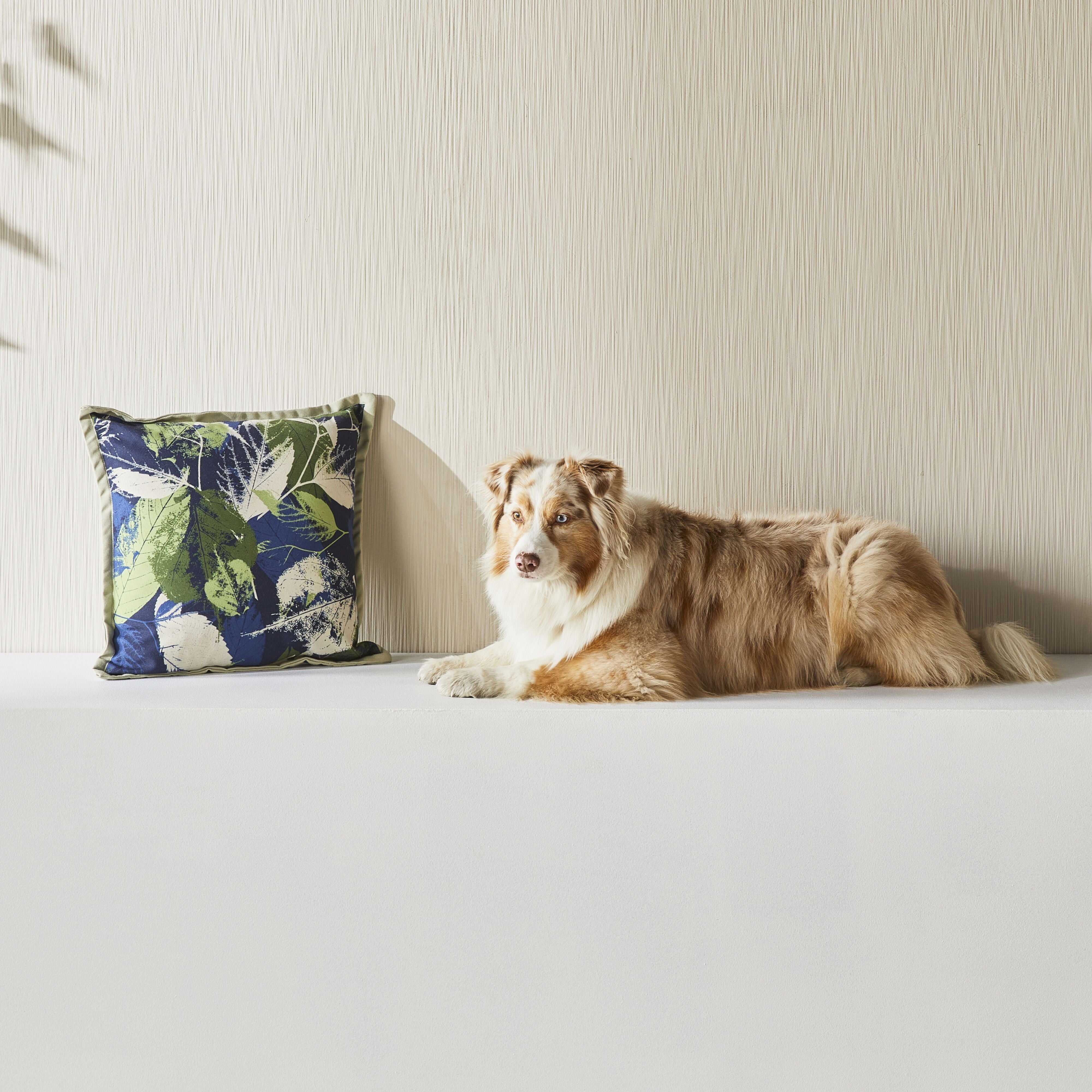Aruba Leaves Print Blue Cushion Cover 45x45 Inches - Perfect for Sofa, Bed, and Home Decor