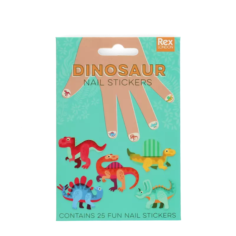 Dino Nail Stickers for Kids - Pack of 25 Cute Dinosaur Nail Decals - Perfect for Birthday Parties, DIY Nail Art & Girls' Fashion Accessories