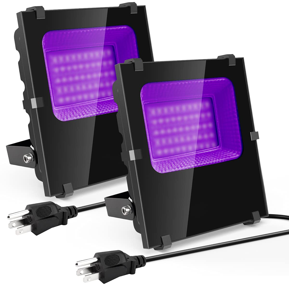Waygor 200W LED UV Blacklight Flood Light - 395nm-405nm Waterproof IP66 Outdoor Black Light Spotlight with Plug (2 Pack) for Glow Party, Halloween, Stage Lighting & Neon Art Displays