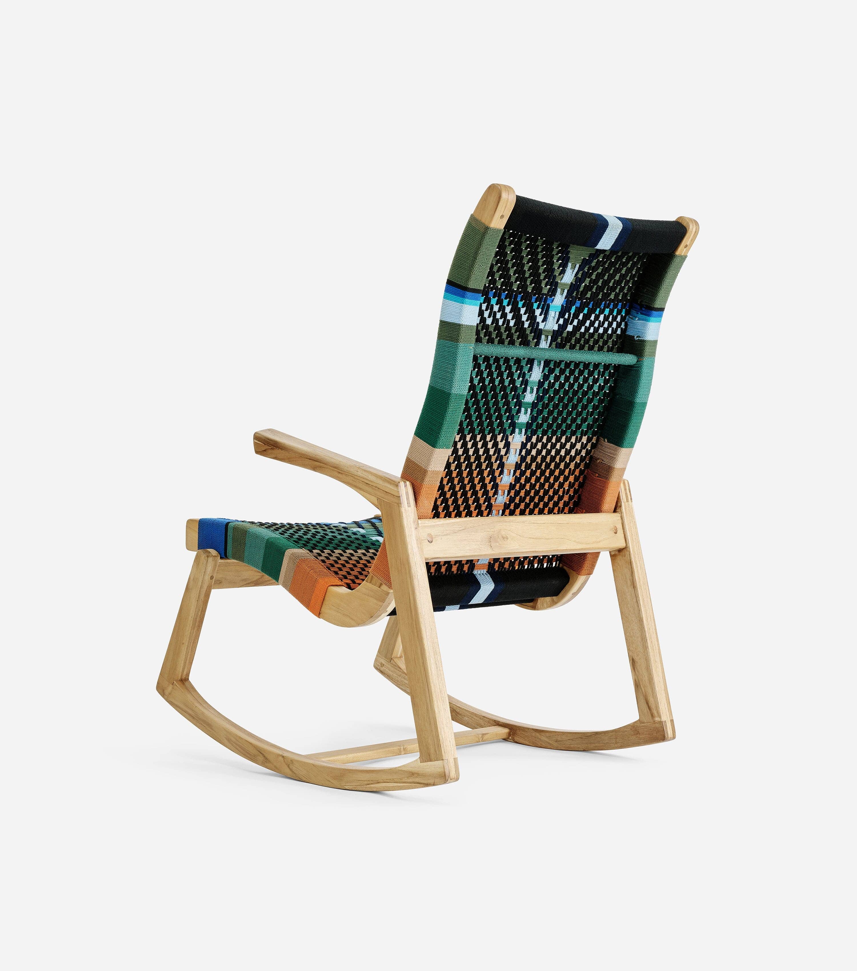 Amador Rocking Chair with Mot Mot Pattern - Comfortable Handwoven Wicker Rocker for Indoor & Outdoor Use - Perfect for Porch, Patio, or Nursery Relaxation