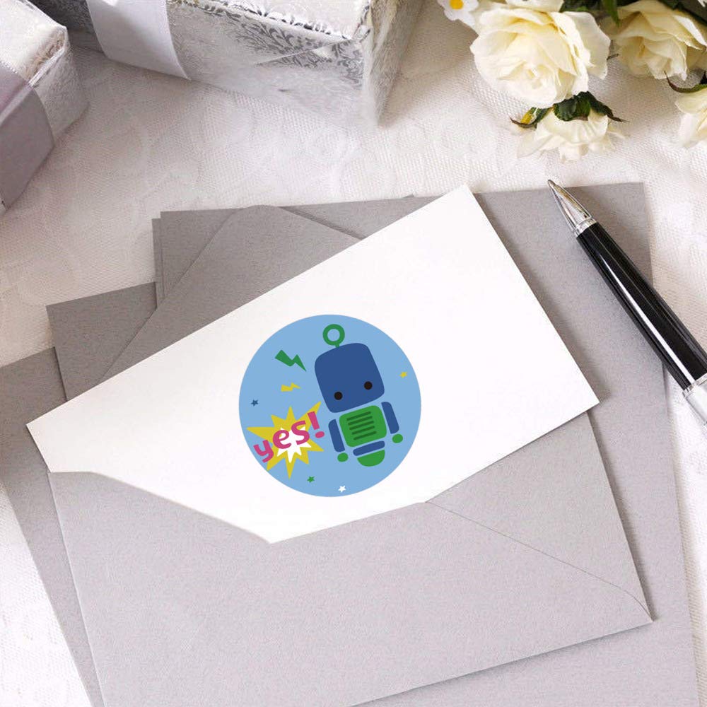 Robot & Dinosaur Reward Stickers for Kids Ages 4-8 - 500 Count Roll with 8 Fun Designs (1 Inch) - Teacher Classroom Supplies, Potty Training & Motivational Stickers for Toddlers - Perfect for School Rewards, Behavior Charts & Kids' Activities