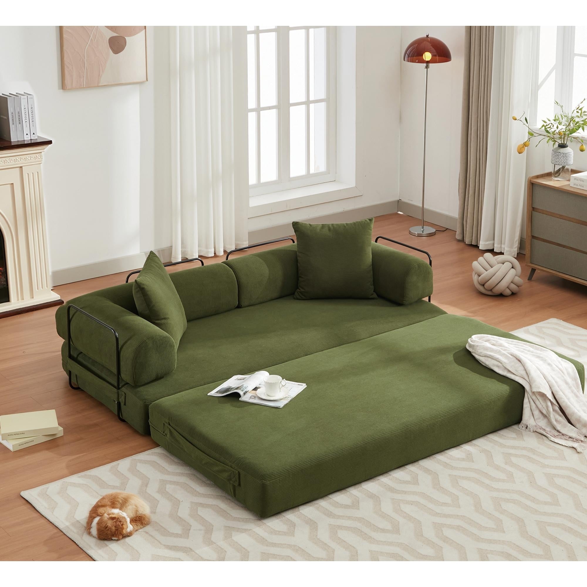 3-Seat Folding Sofa Bed - King Size Convertible Sleeper with High-Density Foam & Non-Slip Pad - Perfect for Small Spaces, Guest Rooms & Apartments
