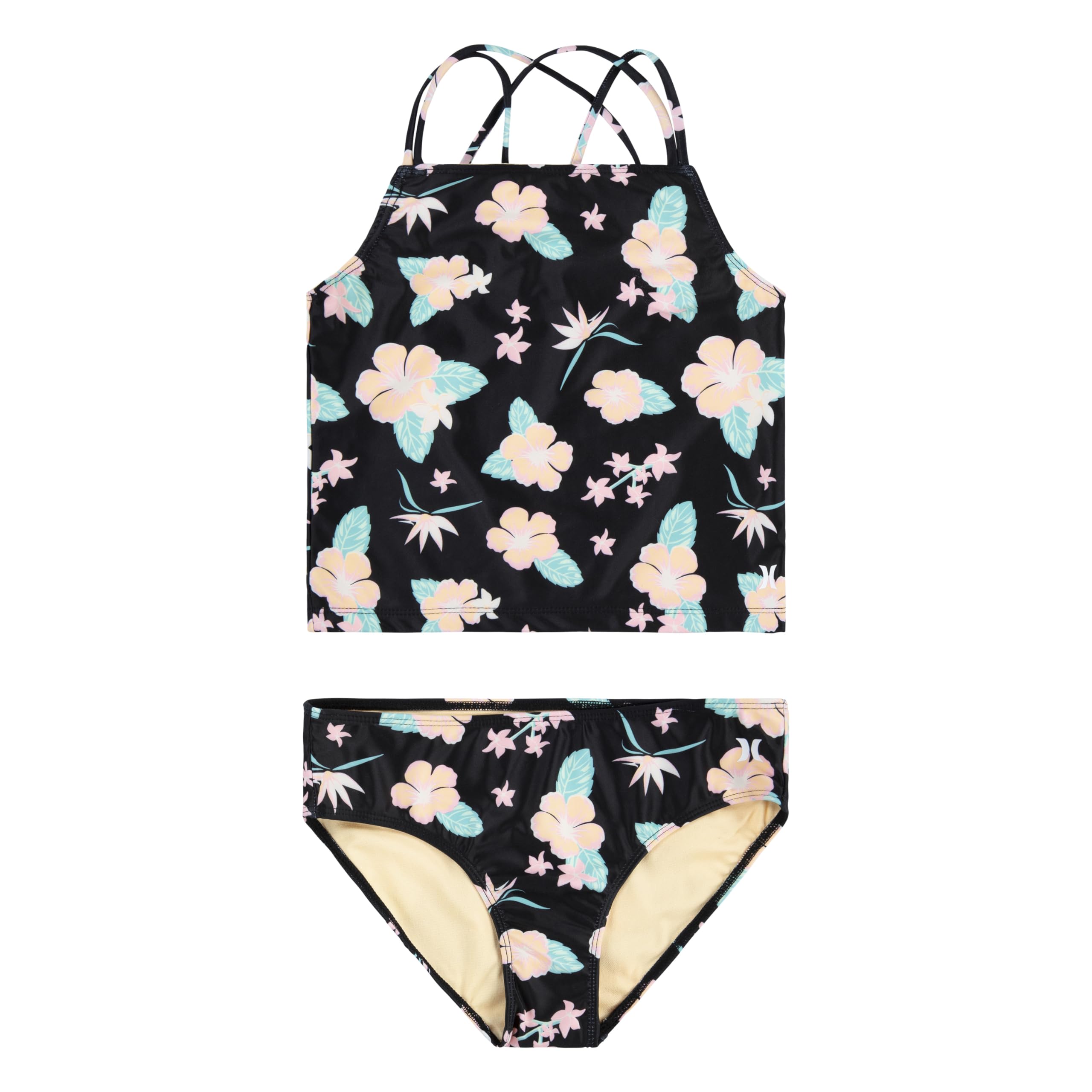 Hurley Girls' 2-Piece Tankini Swimsuit - UPF 50+ Sun Protection, Quick Dry Swimwear for Beach, Pool & Summer Vacation