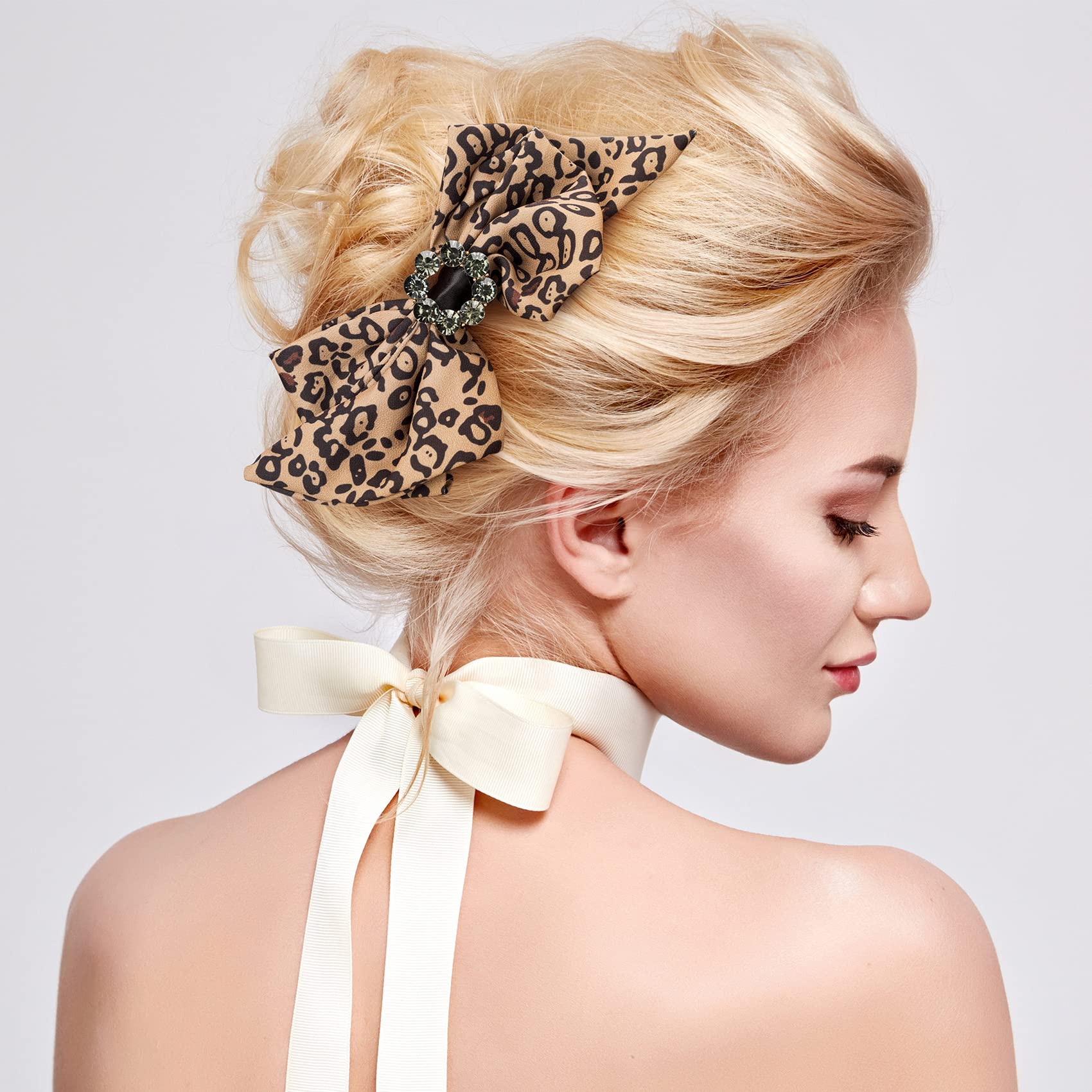 OIIKI 3PCS Large Rhinestone Leopard Hair Clips for Women & Girls - Brown Hair Barrettes for Christmas, Valentine's Day, Birthday Party - Perfect for Weddings, Prom, and Everyday Fashion Accessories