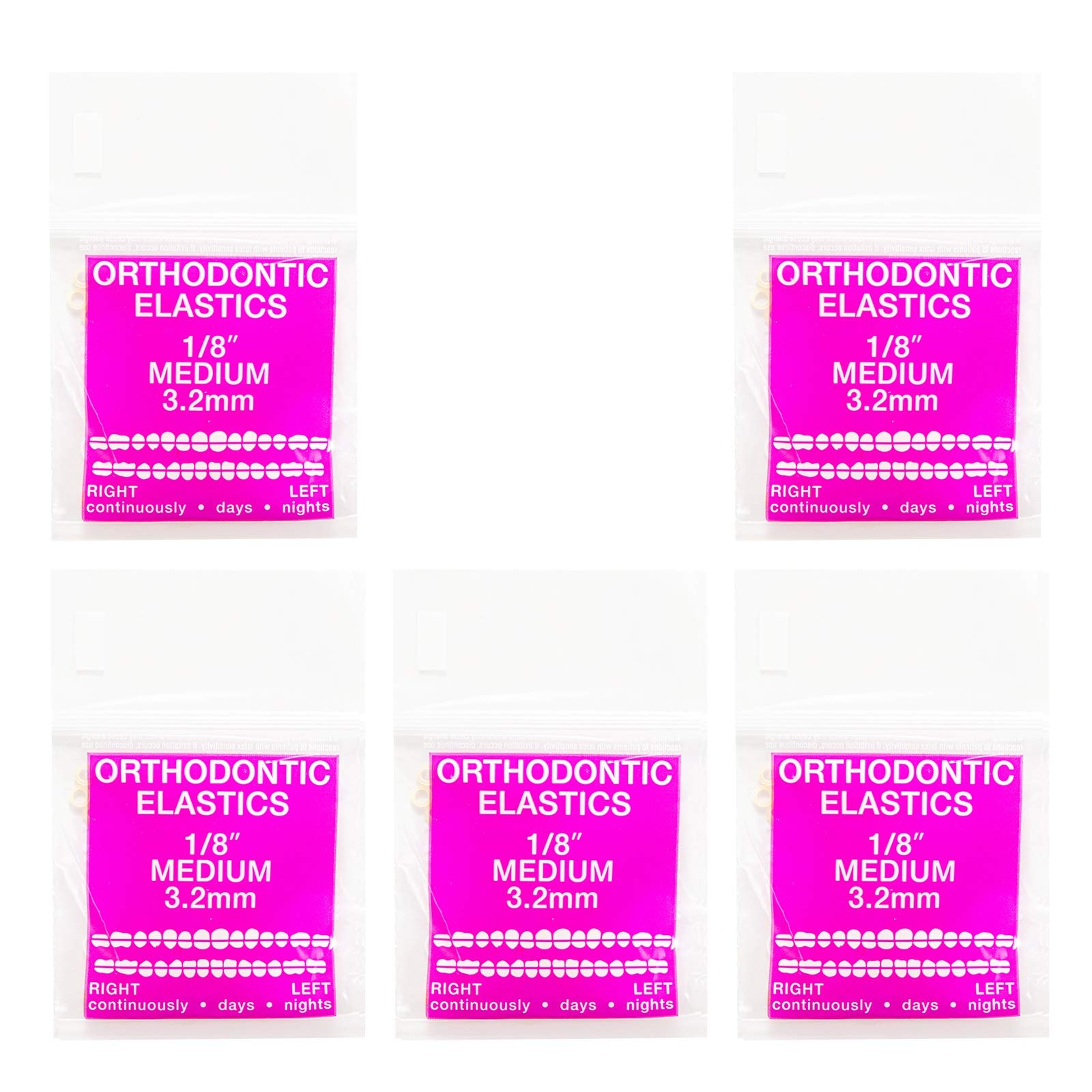 JMU Orthodontic Elastics 1/8 Medium - 500 Pack Latex Intraoral Rubber Bands for Braces - Made in USA - Perfect for Teeth Alignment & Dental Adjustments