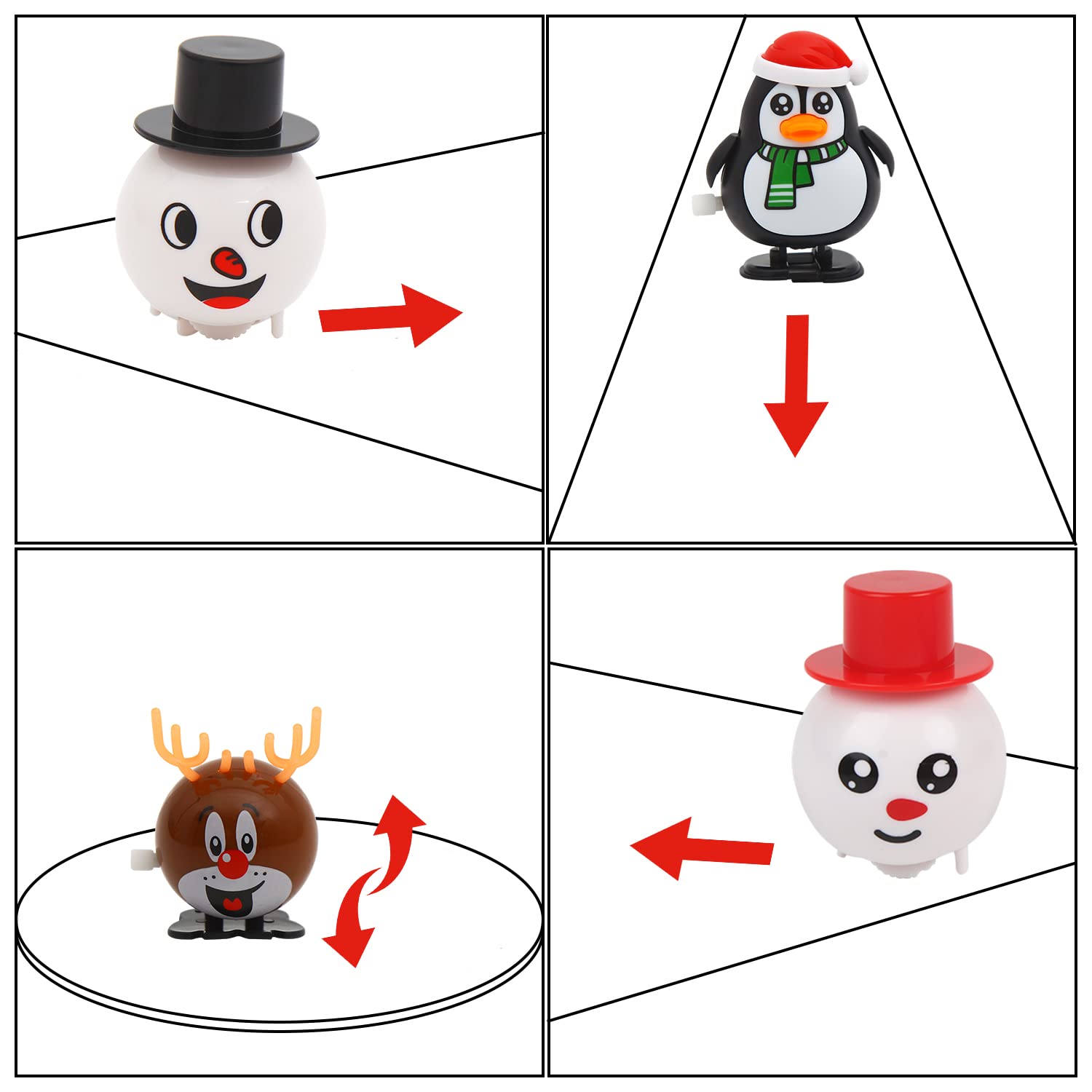 CCINEE 12 Pack Christmas Wind Up Toys - Assorted Clockwork Toys for Stocking Stuffers, Party Favors & Goody Bags | Fun Holiday Gifts for Kids, Classroom Prizes & Christmas Party Games