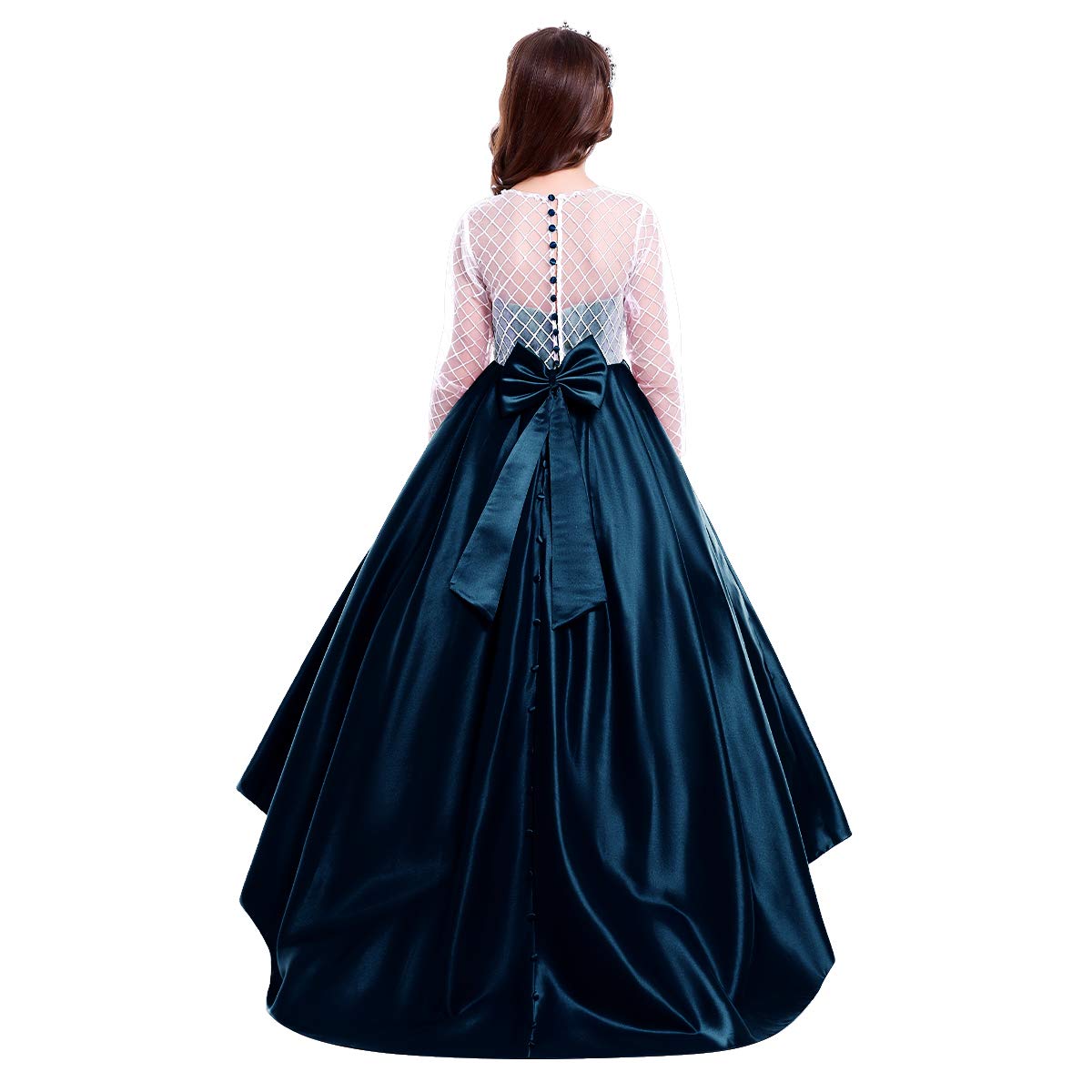 IBTOM CASTLE Flower Girls Communion Dress - Long White Wedding Gown for Princess Pageant, First Communion, Formal Party & Evening Dance - Perfect for Weddings, Baptisms, and Special Occasions