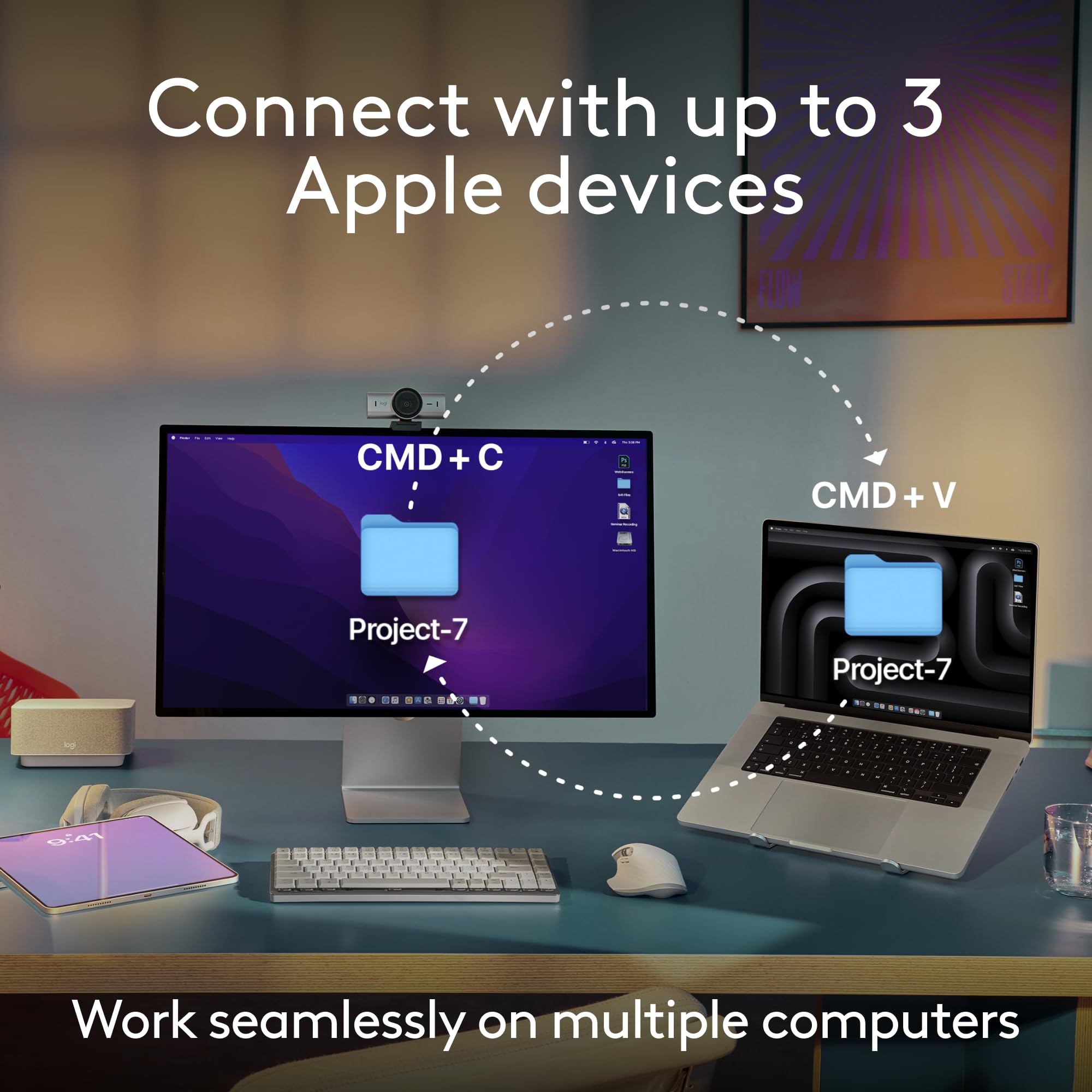 Logitech MX Keys S Combo for Mac - Wireless Keyboard & Mouse Set with Backlit Keys, Palm Rest & Fast Scroll Mouse | Bluetooth & USB-C Connectivity | Compatible with MacBook Pro, MacBook Air, iMac & iPad (Space Gray) | Perfect for Home Office, Remote Work & Creative Professionals