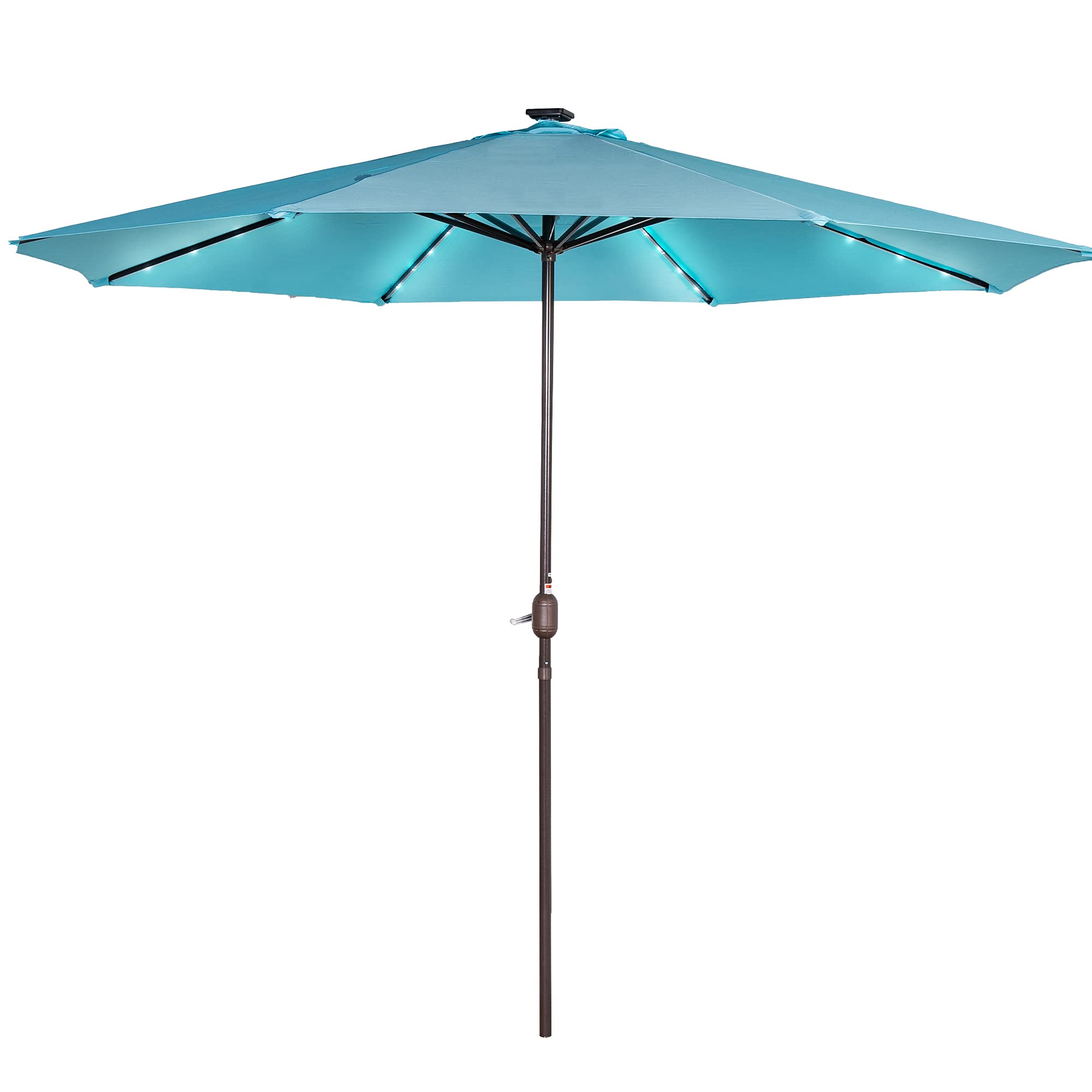 Sundale Outdoor 11FT 40 LED Solar Powered Aluminum Patio Umbrella with Crank Handle - Waterproof Garden Pool Market Umbrella with Lights for Backyard, Deck, and Outdoor Dining (Blue)