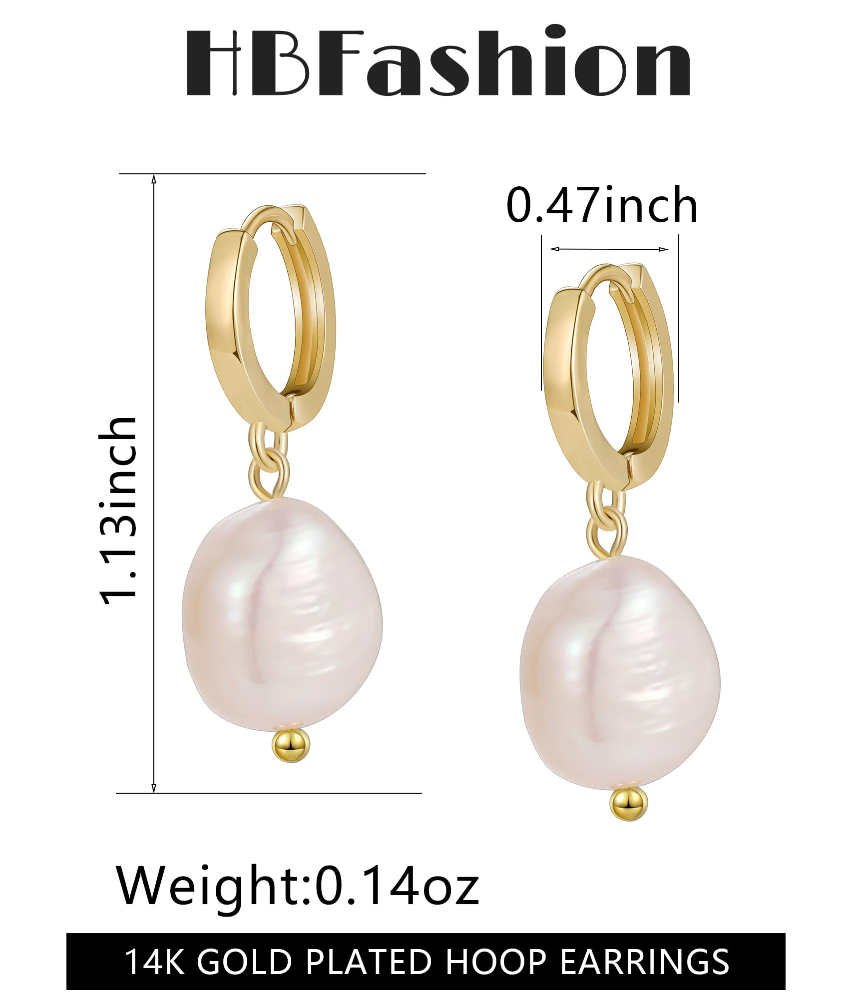14K Gold Plated Pearl Drop Dangling Hoop Earrings for Women - Elegant Bridal Jewelry, Wedding Party, Valentine's Day Gift for Her - Perfect for Date Nights, Anniversaries & Special Occasions