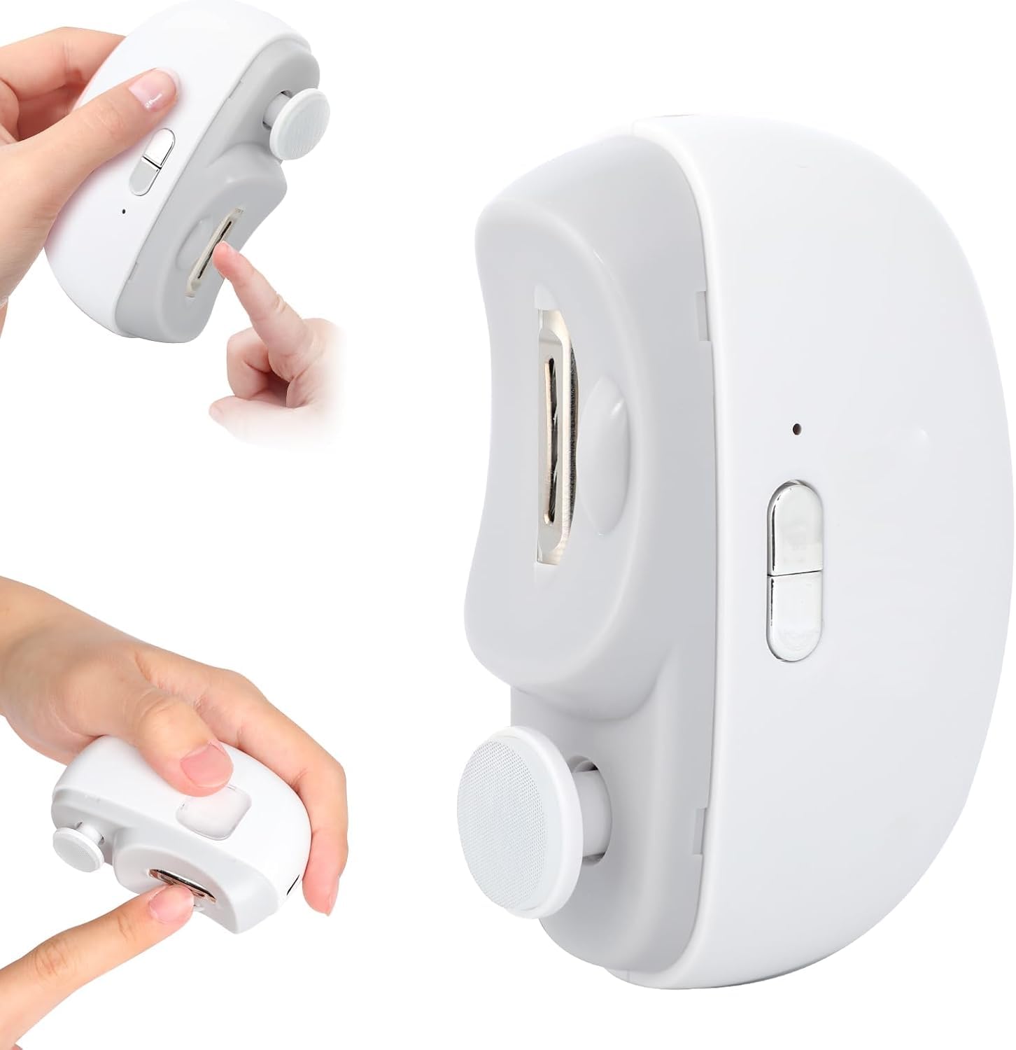3 in 1 Automatic Electric Nail Clipper with Polishing & Light - 2 Speed Adjustable Nail Trimmer for Kids, Adults & Seniors - Perfect for Home, Travel & Manicure Care (White)