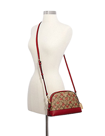 Coach Dome Crayon Hearts Love Signature Canvas Crossbody Bag - Stylish Women's Shoulder Purse for Date Night, Shopping & Travel Accessories