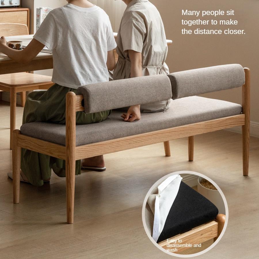 Solid Oak & Black Walnut Wooden Soft Bench - Handcrafted Wooden Stool for Entryway, Bedroom, Living Room & Outdoor Use
