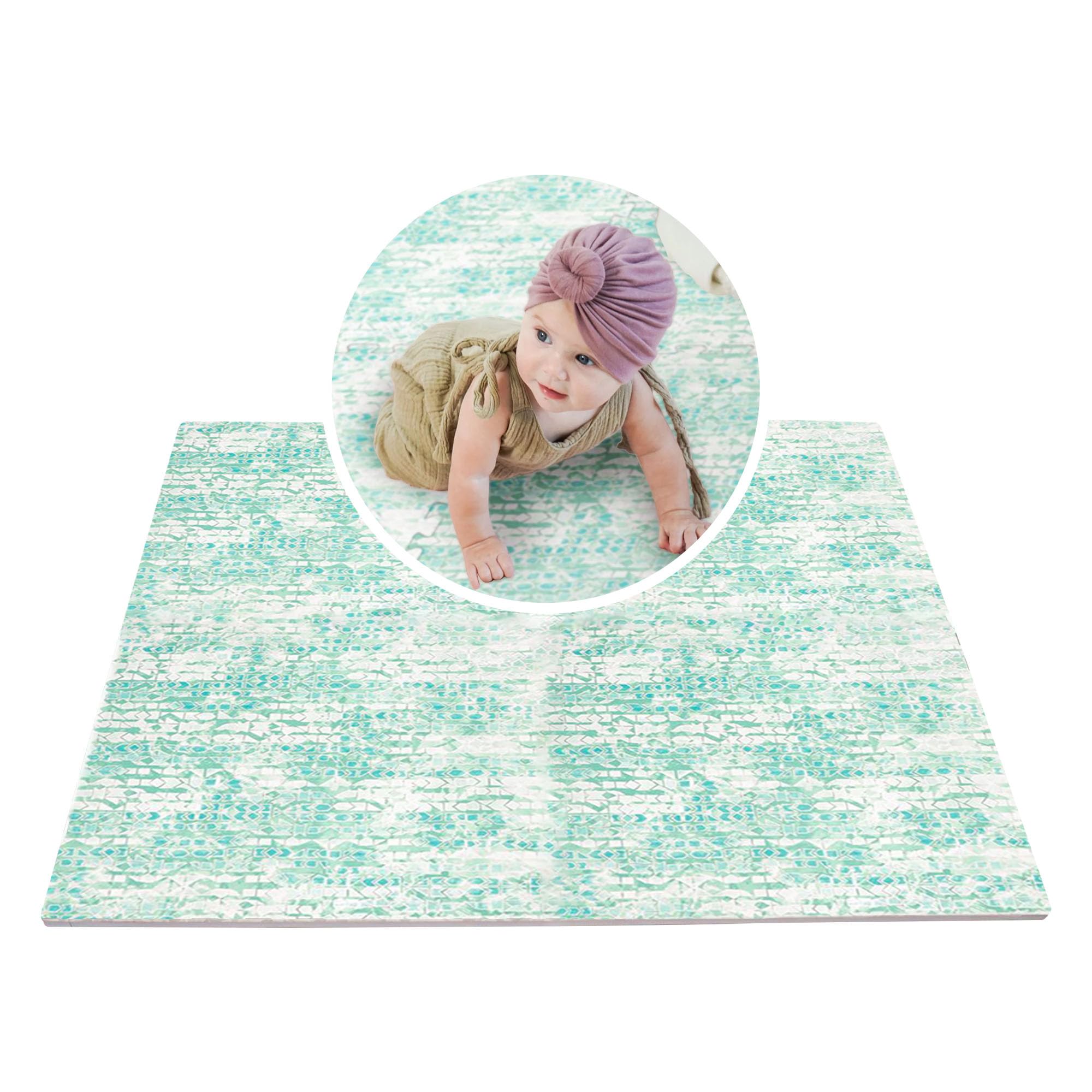 Baby Play Mat - Extra Large 8x12 ft Tummy Time Floor Mat | Non-Toxic EVA Foam, Stackable, Soft & Lightweight | PVC-Free, Jade Green | Perfect for Nursery, Playroom & Daycare Safety