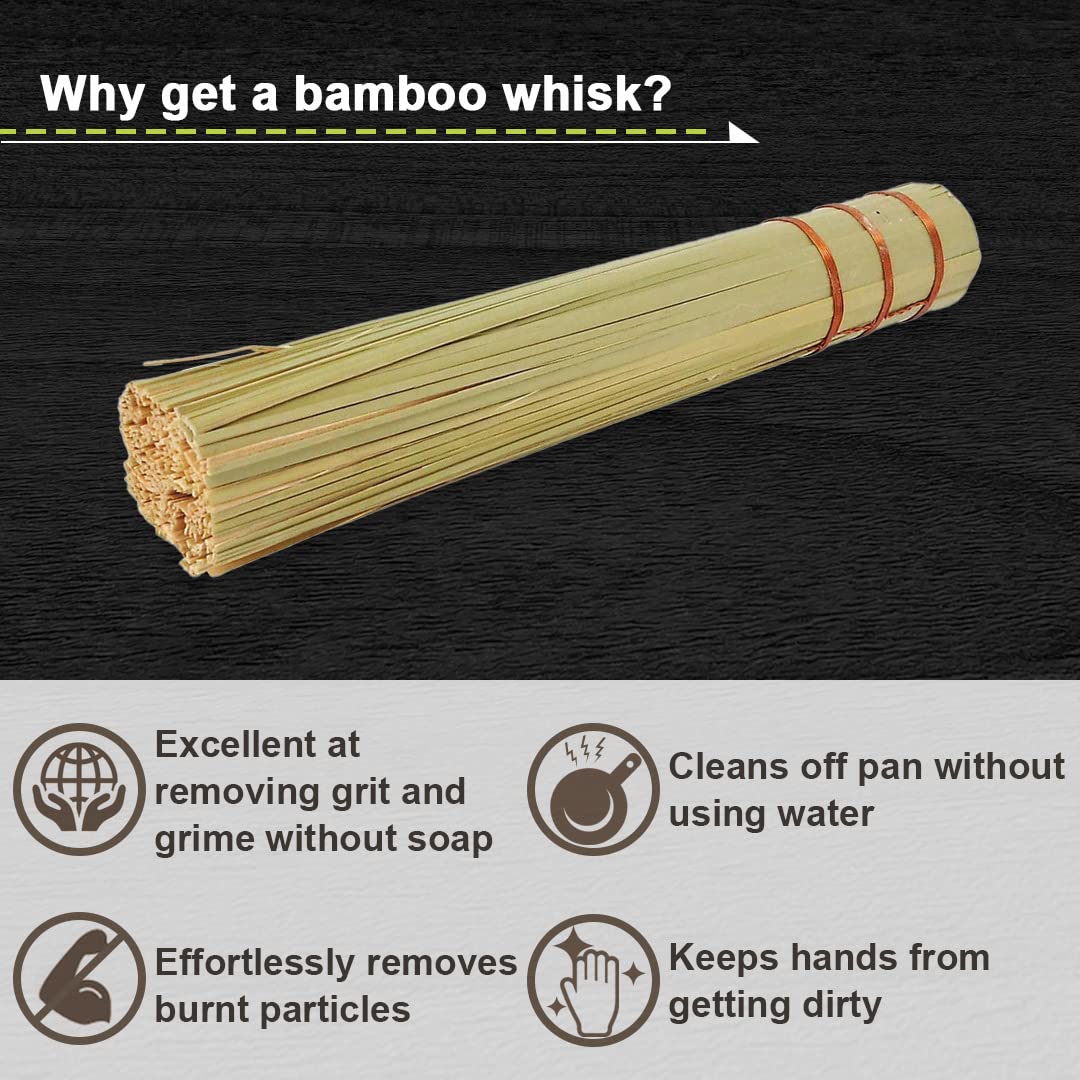 Premium Bamboo Wok Brush with Copper Coil - 9.4