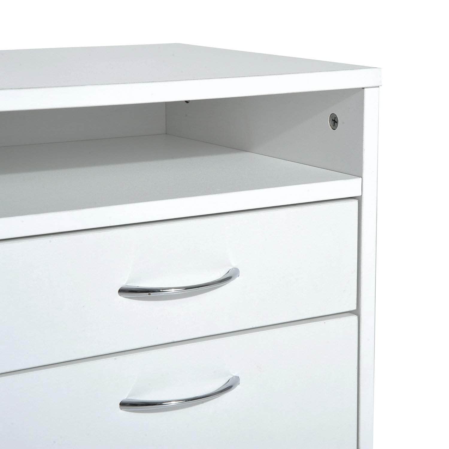 24 Inch White Rolling Mobile File Cabinet with Drawer and Shelf - Perfect for Office Organization and Home Office Storage