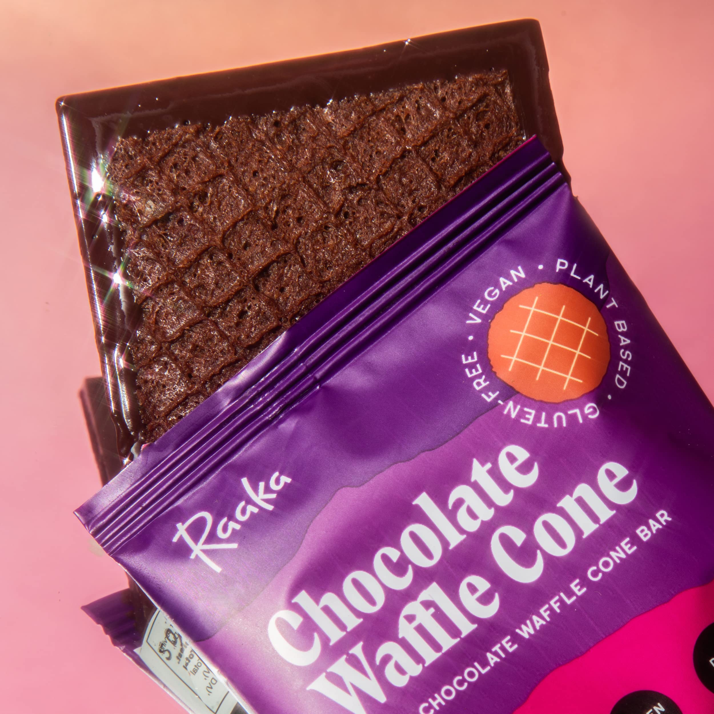 Raaka Organic Vegan Dark Chocolate Waffle Cone Bar - Fair Trade, Non-GMO, Gluten-Free, Kosher, Soy-Free Bean-to-Bar Gourmet Chocolate (10-Pack, 1.0 oz Bars) - Perfect for Gifts, Dessert Toppings & Healthy Snacking