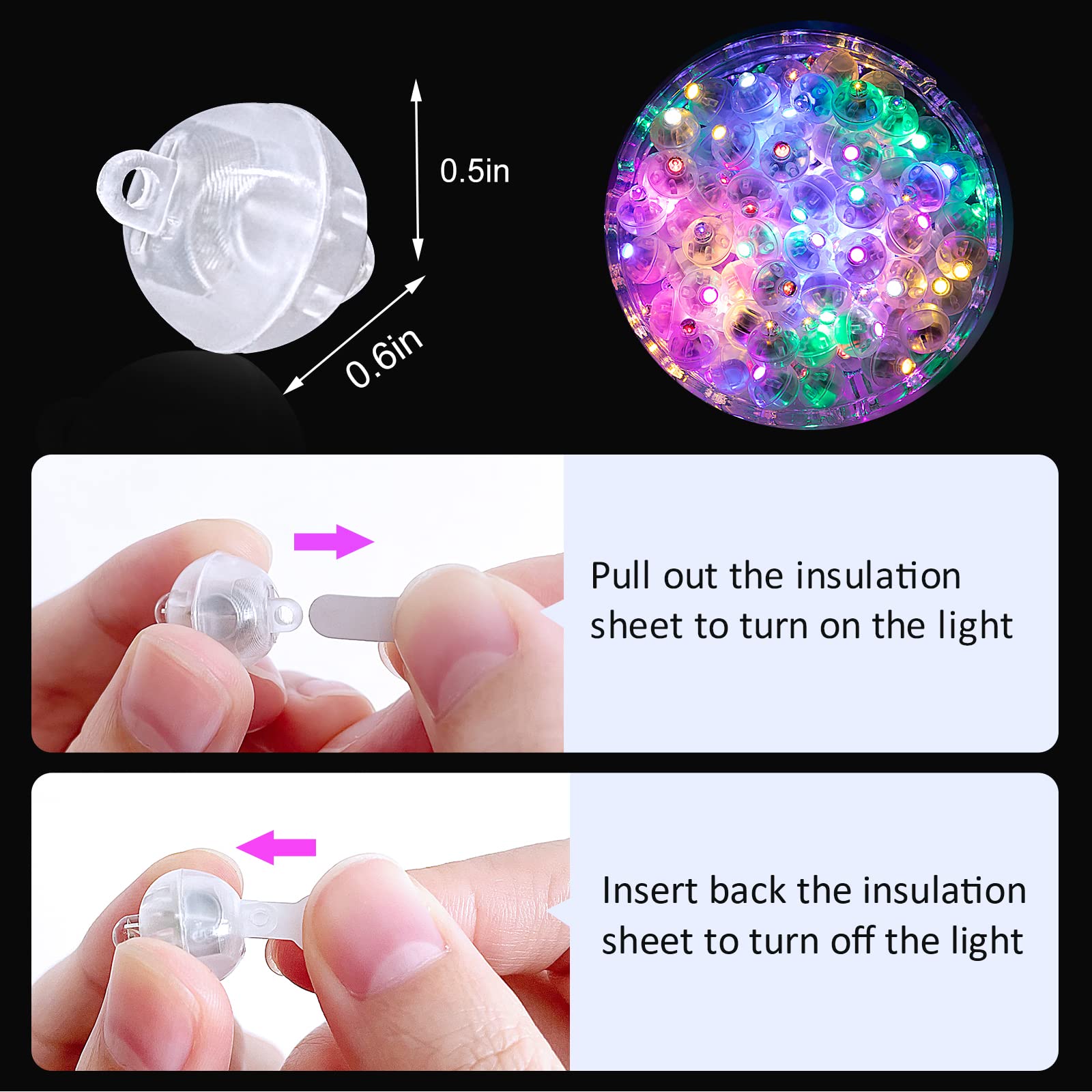 100PCS Mini LED Lights for Paper Lanterns & Balloons - Battery Powered Fairy Lights for Neon Party, Easter, Christmas, Halloween, Birthday & Wedding Decorations - Perfect for Indoor/Outdoor Festive Lighting