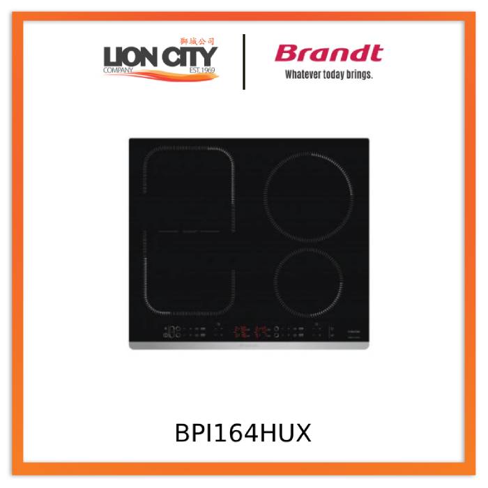 Brandt BPI164HUX Built-in Induction Cooktop - 4 Burner Ceramic Glass Stove for Modern Kitchens | Fast Heating & Energy Efficient | Perfect for Home Cooking, Baking & Entertaining