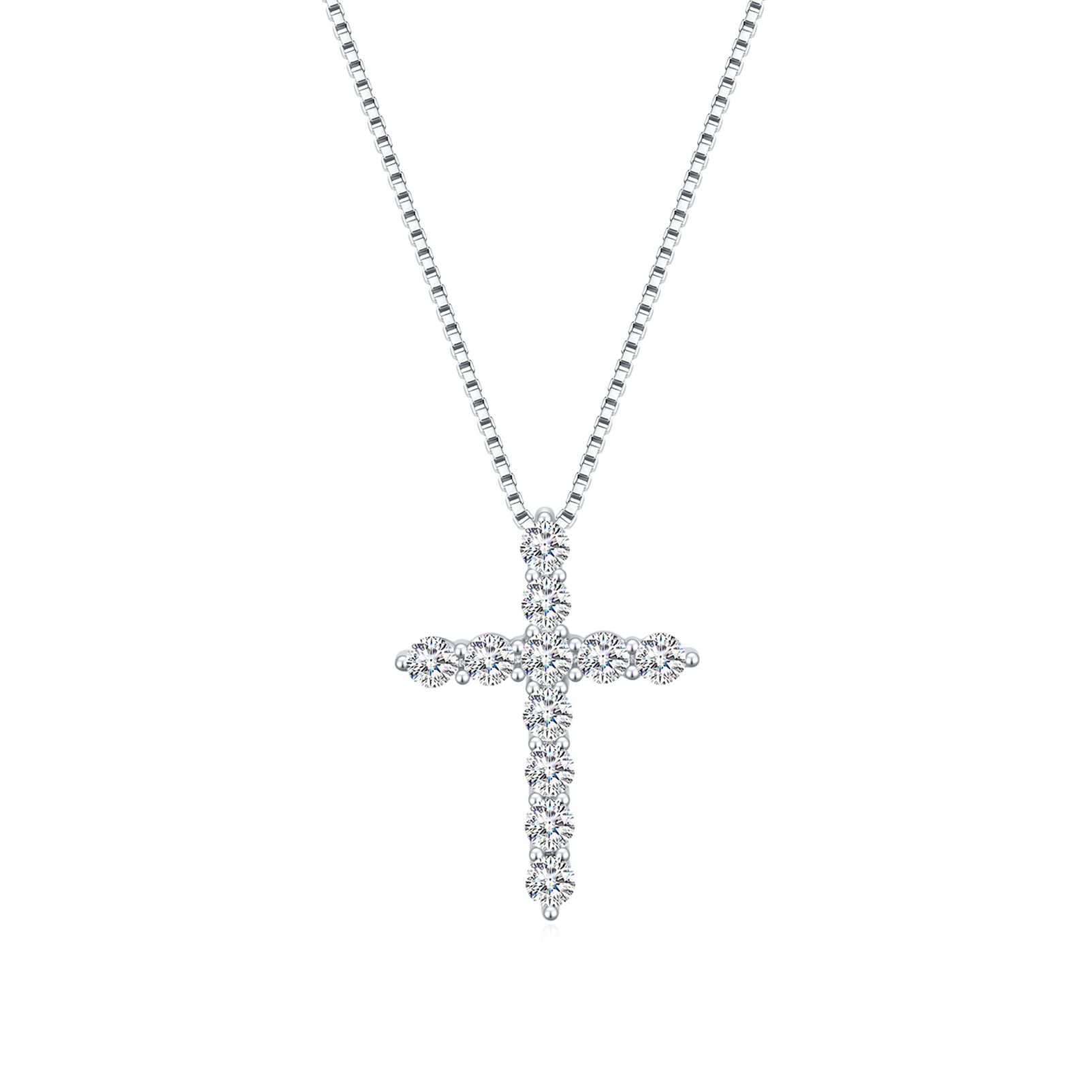 Women's Sterling Silver Cubic Zirconia Cross Pendant Necklace - Christian Jewelry Gift for Baptism, Confirmation & Church Occasions