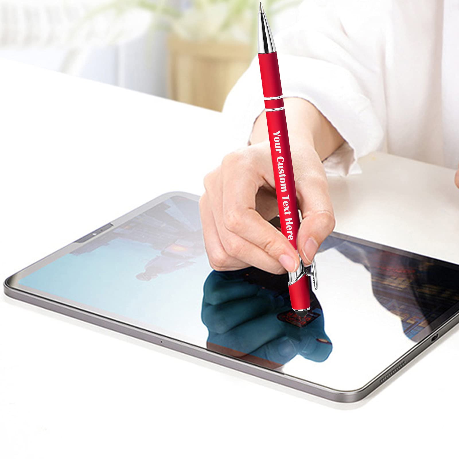 150 Pcs Personalized Custom Pens Bulk - Free Engraving with Name/Message - Custom Ballpoint Pens & Stylus for Business, Office, Graduation - Unique Gifts for Men, Women - Christmas, Birthday Presents (Red) - Perfect for Corporate Events, Promotions & Special Occasions