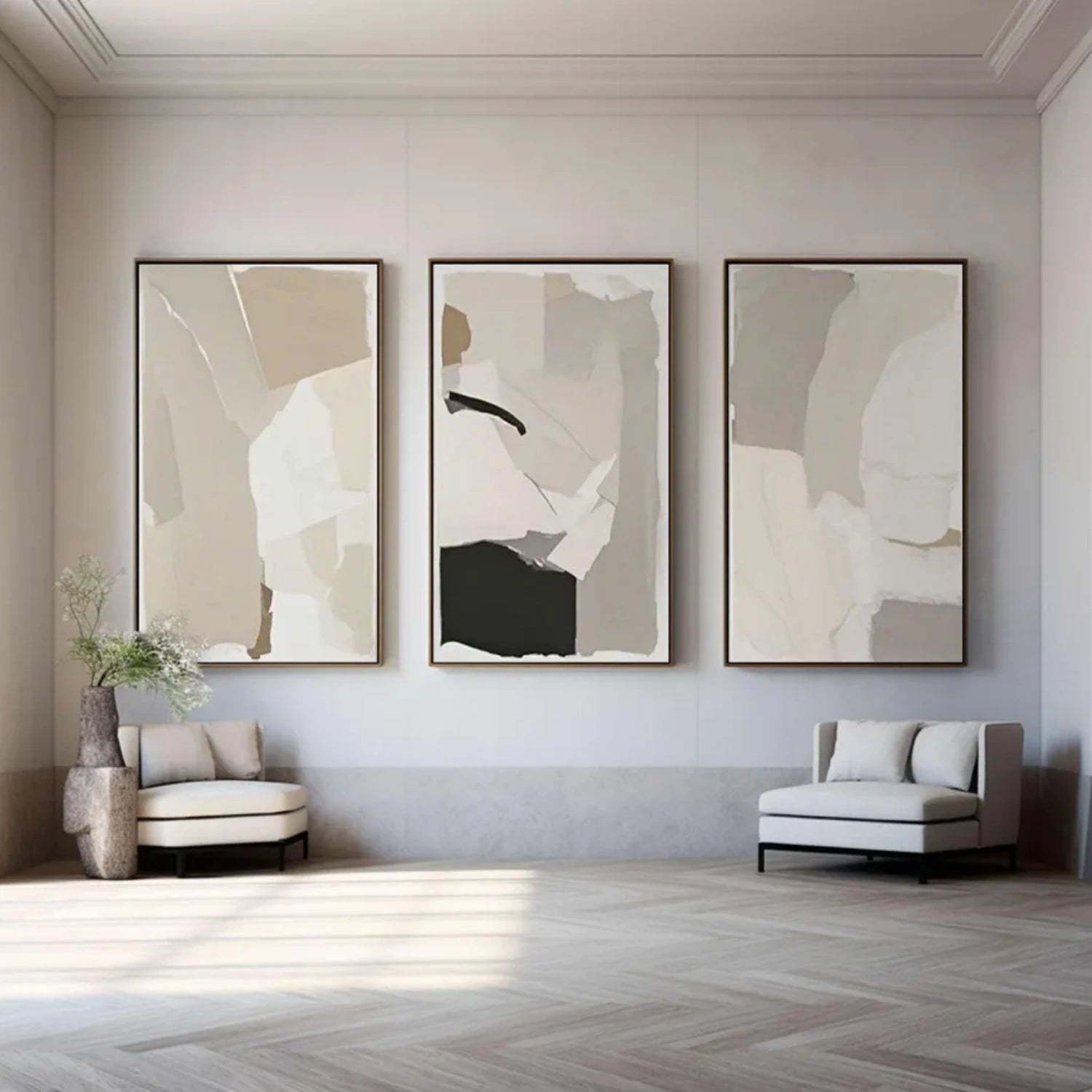 Abstract Tranquility Wall Art Set of 3 - Modern Minimalist Canvas Prints for Living Room, Bedroom & Office Decor - #WS286