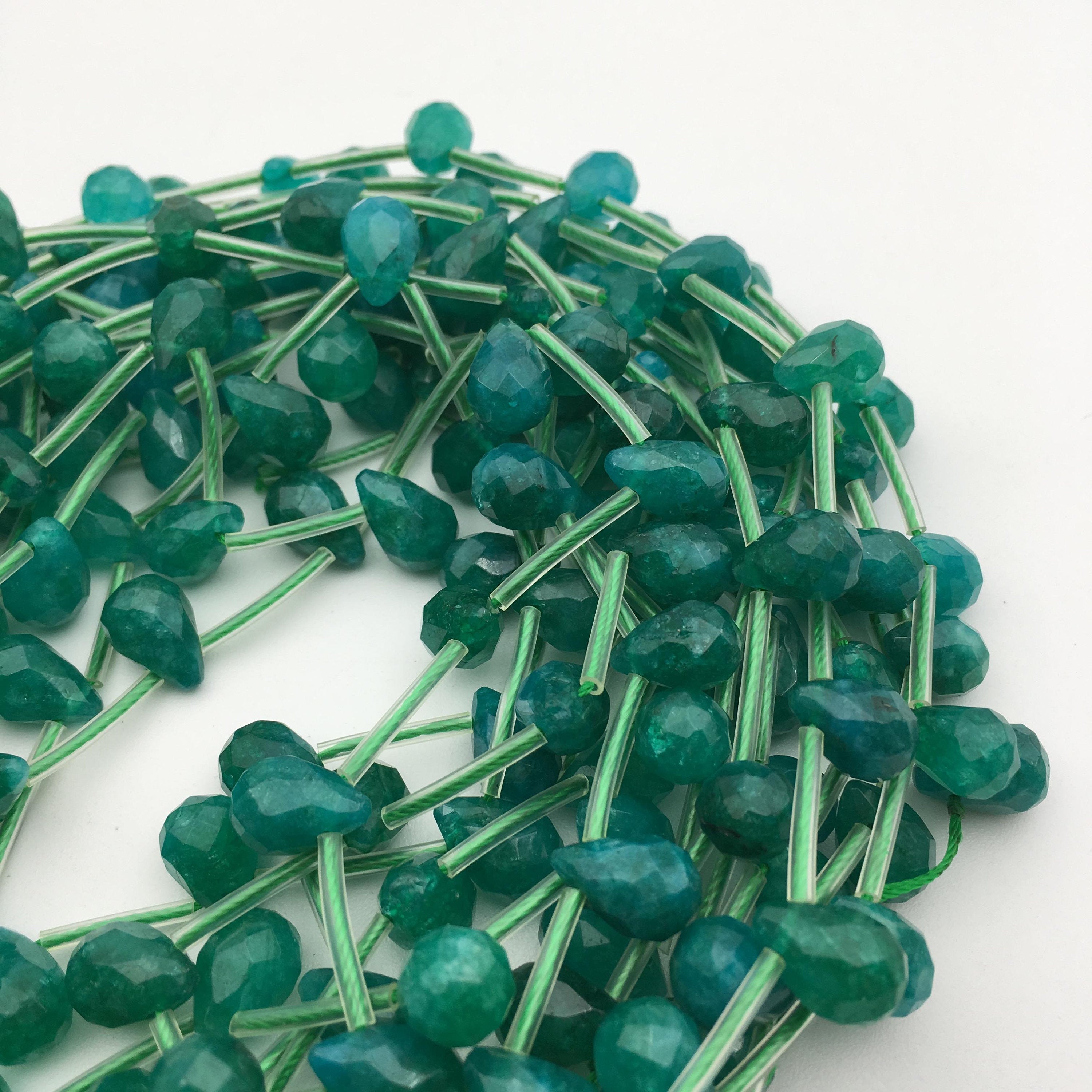 Natural Dyed Green Quartz Faceted Teardrop Beads 8x12mm - 15.5 Inch Strand for Jewelry Making, DIY Crafts & Healing Crystal Bracelets