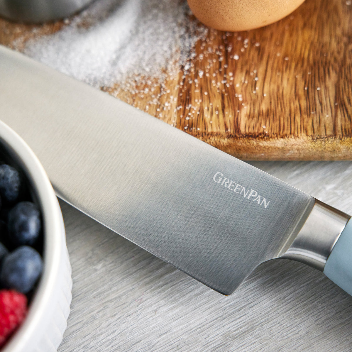 Premium 16-Piece Titanium Knife Set with Block - Blue Haze | Professional Kitchen Cutlery for Chefs & Home Cooking | Perfect for Slicing, Dicing & Food Prep