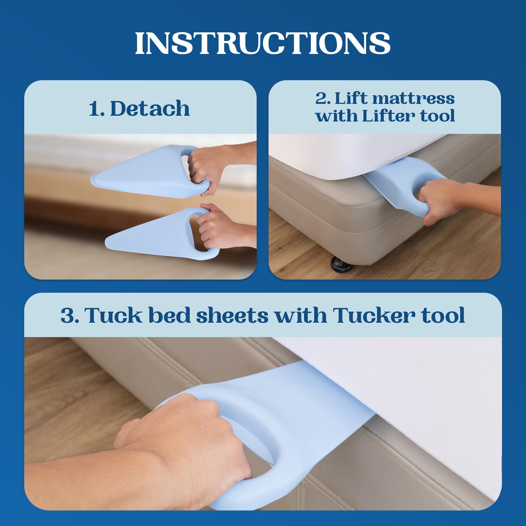 2-in-1 Bed Maker & Mattress Lifter - FeelAtHome Bed Sheet Tucker Tool for Easy Bed Making - Lift & Hold Mattress While Changing Sheets - Perfect for Fitted & Flat Sheets - Ideal for Seniors, Hotels & Home Use