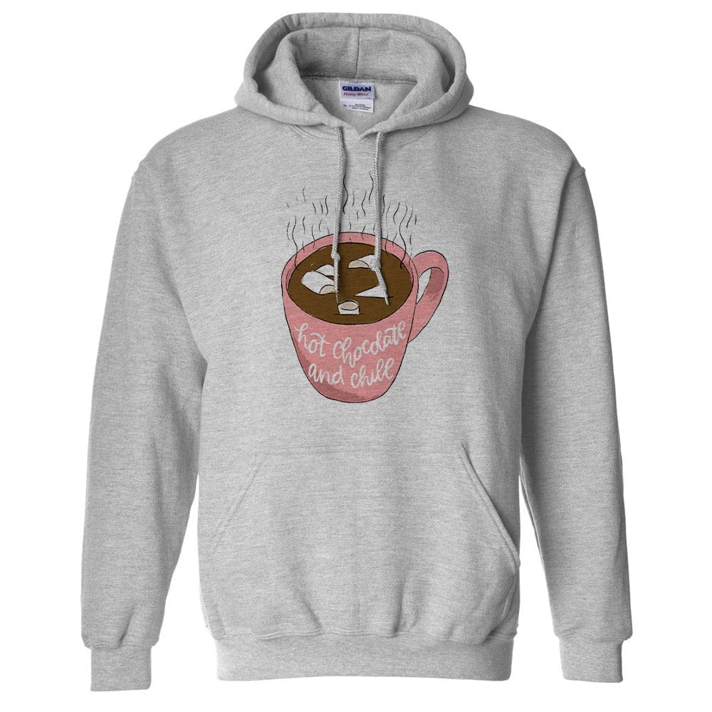 Femfetti Hot Chocolate and Chill Unisex Hoodie Sweatshirt - Cozy Winter Wear for Relaxing at Home, Coffee Dates & Outdoor Activities