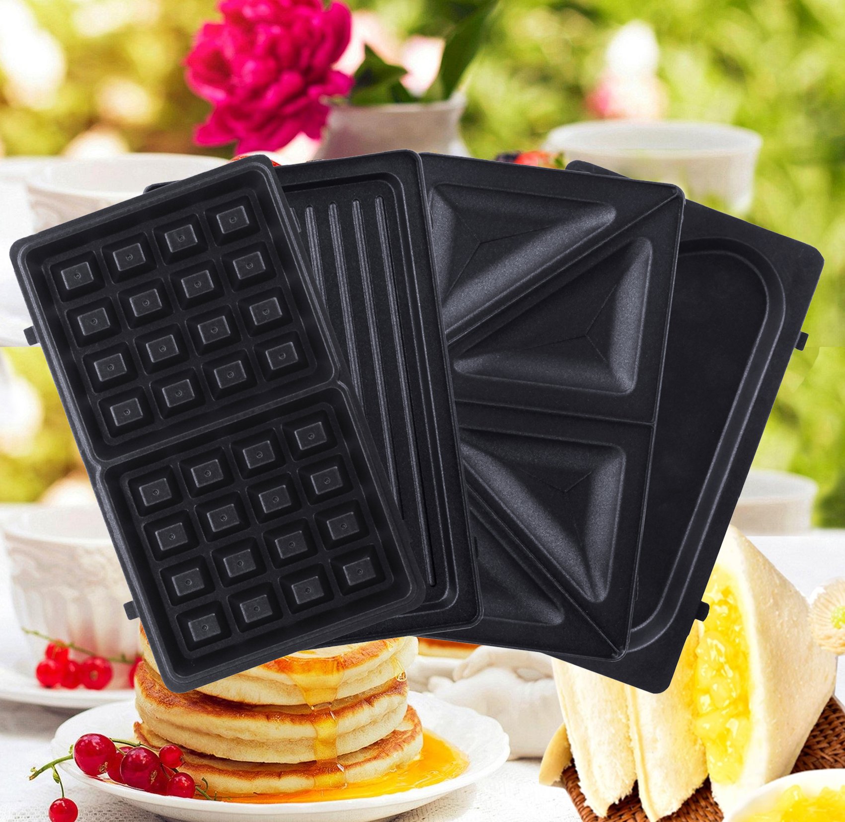 ZZ Breakfast Sandwich Maker with Detachable Non-Stick Plates - Perfect for Quick & Easy Breakfast, Lunch or Snacks at Home, Office or Dorm (Model S6141A-B)