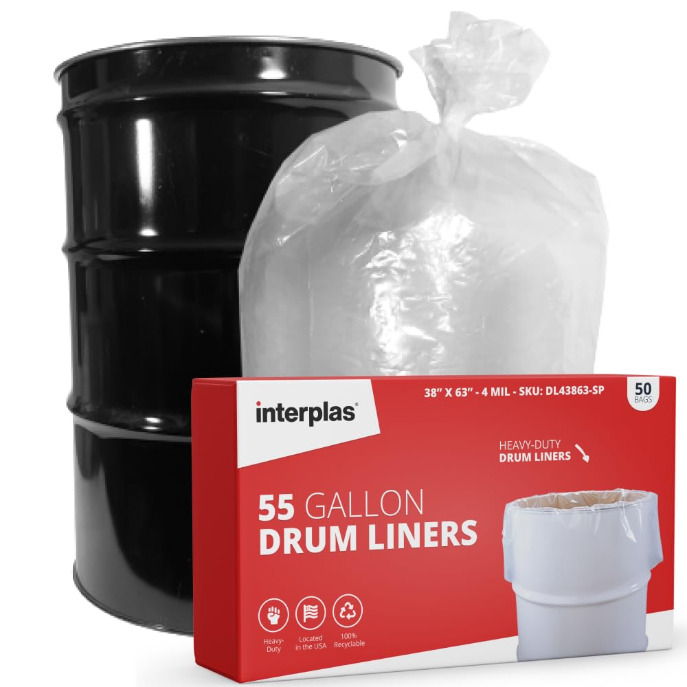 55 Gallon Clear Plastic Drum Liners - Food Grade, 38