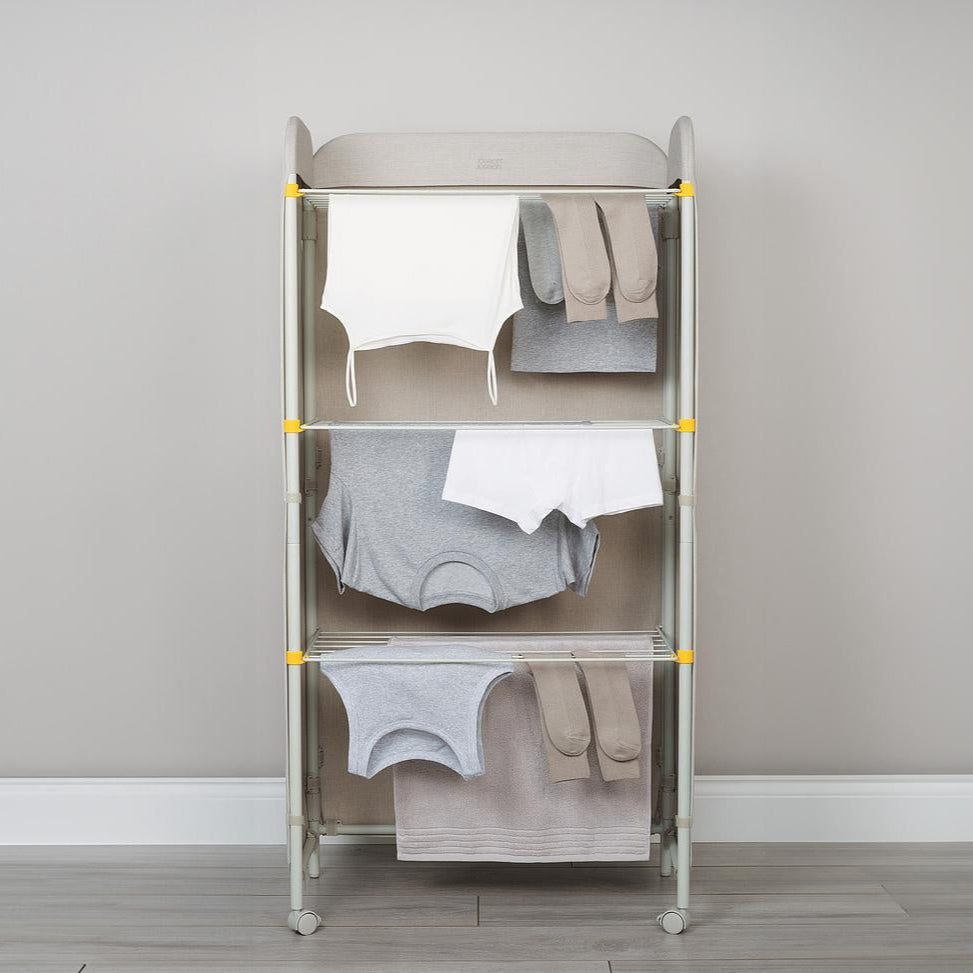 Eclipse™ 3-Tier Foldable Clothes Drying Rack with Mesh Screen - Space Saving Laundry Organizer for Small Apartments & Dorm Rooms