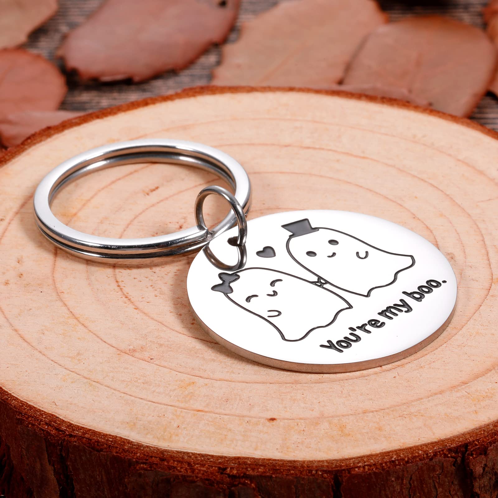 Anniversary Boo Keychain - Romantic Couple Gift for Boyfriend, Girlfriend, Husband, Wife - Valentine's Day, Wedding Anniversary & Birthday Present - Cute Halloween Boo Basket Stuffer for Girls & Boys - Perfect for Couples, Gifts Under $20, Stocking Stuffers & Party Favors