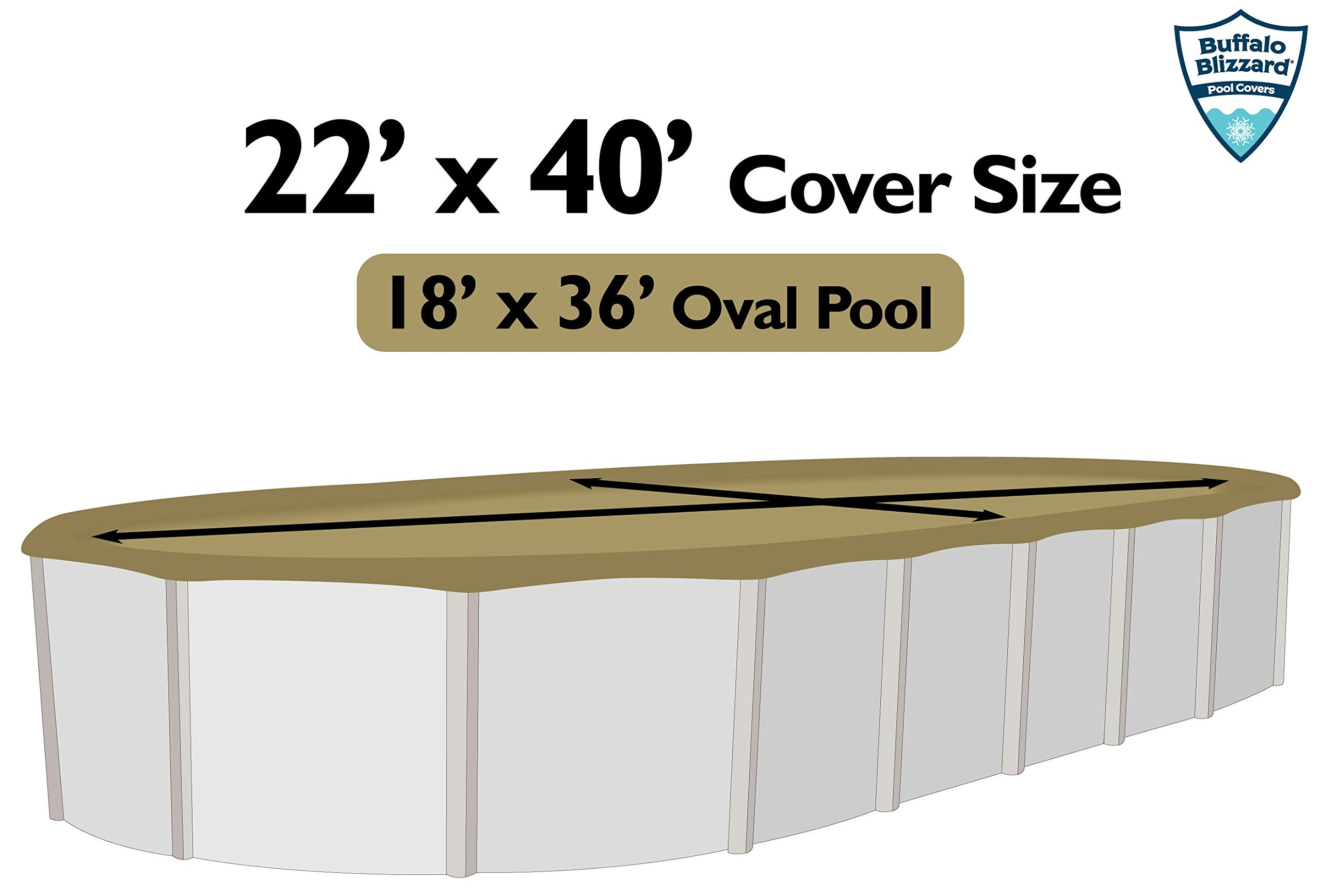 Buffalo Blizzard 18x36 ft Oval Above Ground Pool Cover - Tan/Silver Reversible Heavy Duty Winter Protection with UV Shield | Blocks Leaves, Snow & Debris | Perfect for Winterizing Inground & Above Ground Pools