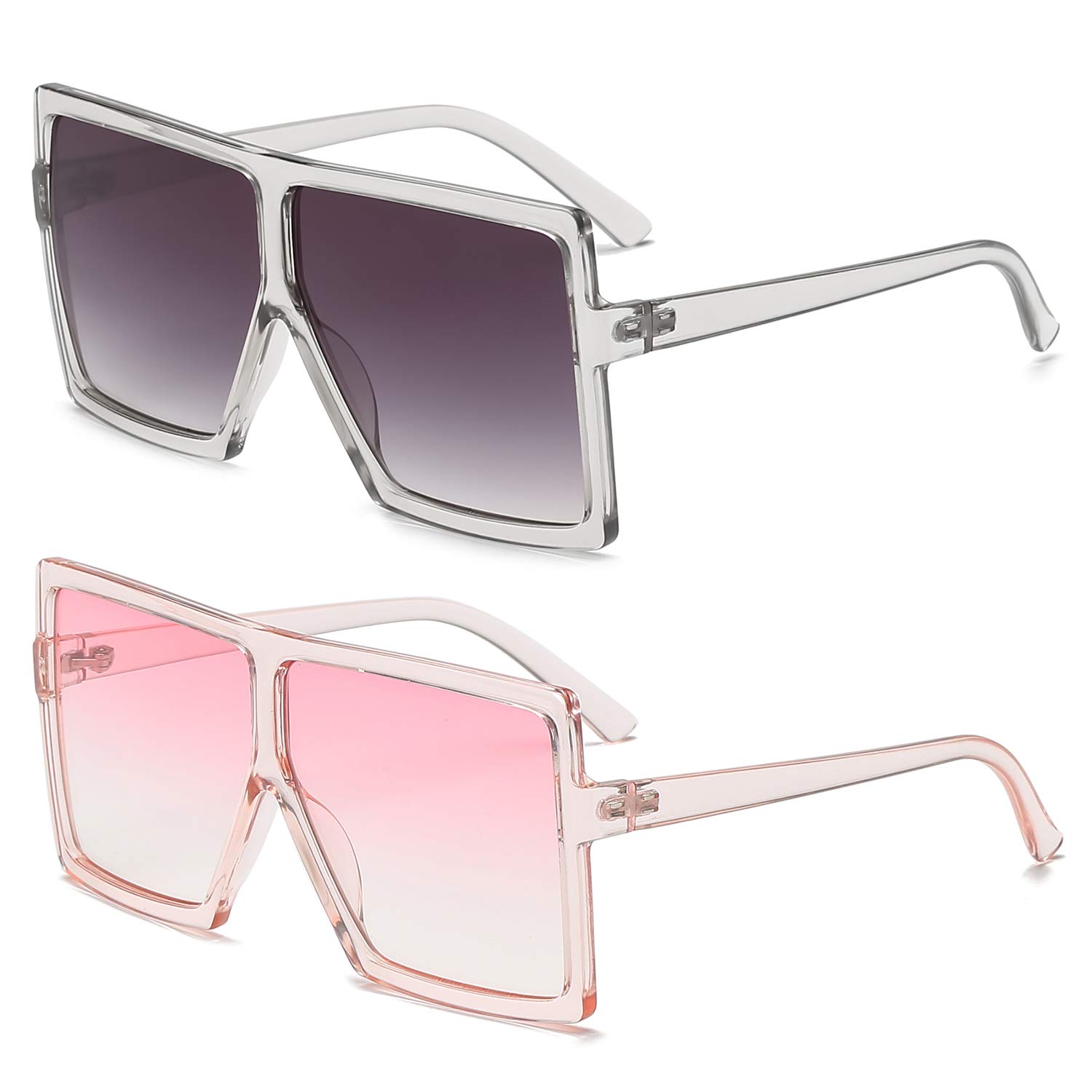 GRFISIA Square Oversized Sunglasses for Women & Men - UV Protection Flat Top Fashion Shades for Driving, Beach & Outdoor Activities