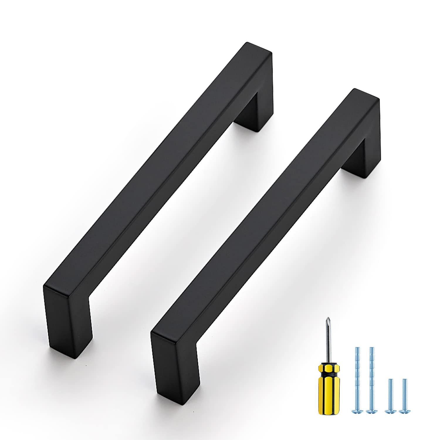 Ravinte 20 Pack 5 Inch Square Cabinet Pulls - Matte Black Kitchen Cabinet Handles & Drawer Hardware with Screwdriver Included | Perfect for Modern Kitchen, Bathroom & Office Furniture Upgrades