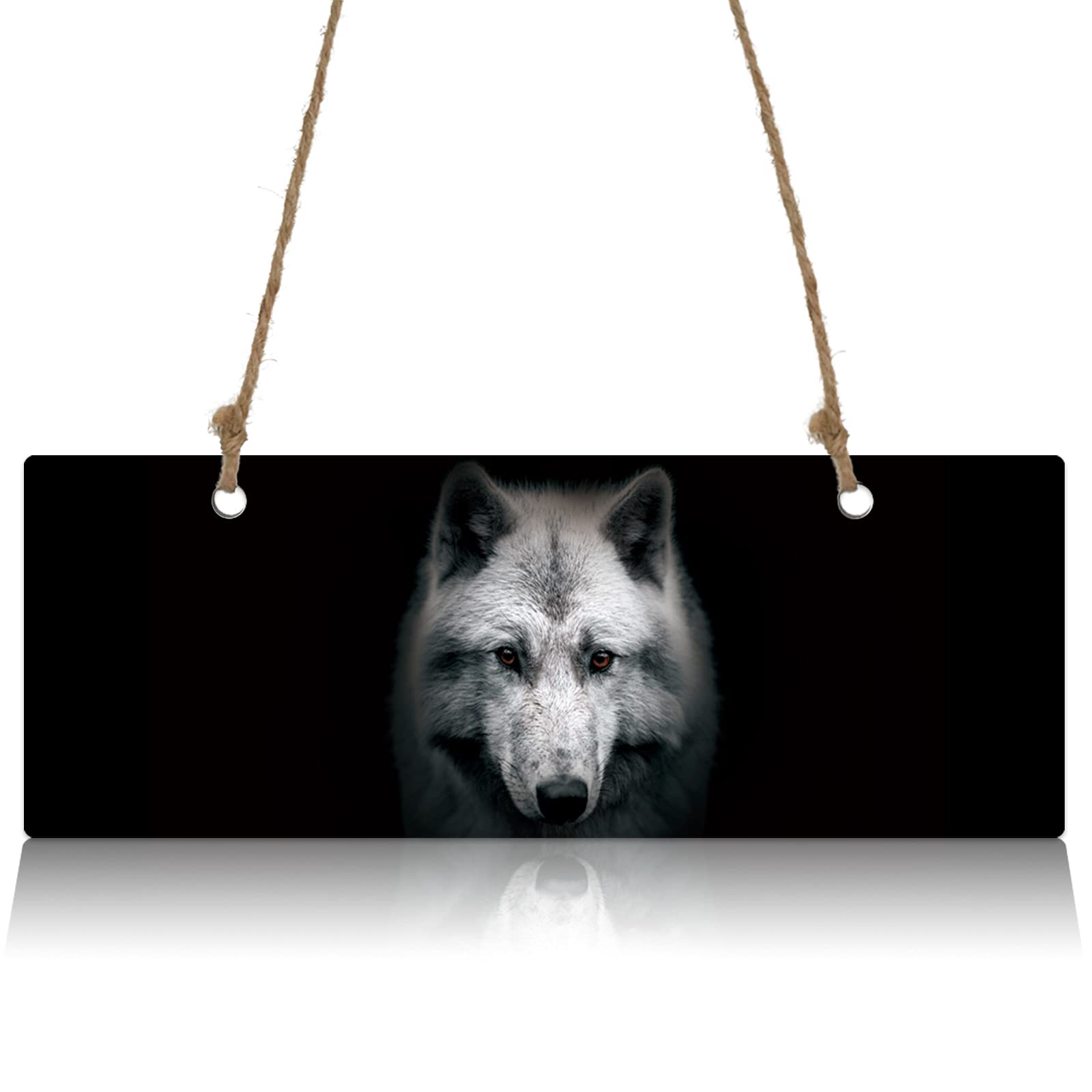 Cool Wolf Wall Decor - Printed Animal Hanging Sign for Home, Living Room & Bedroom