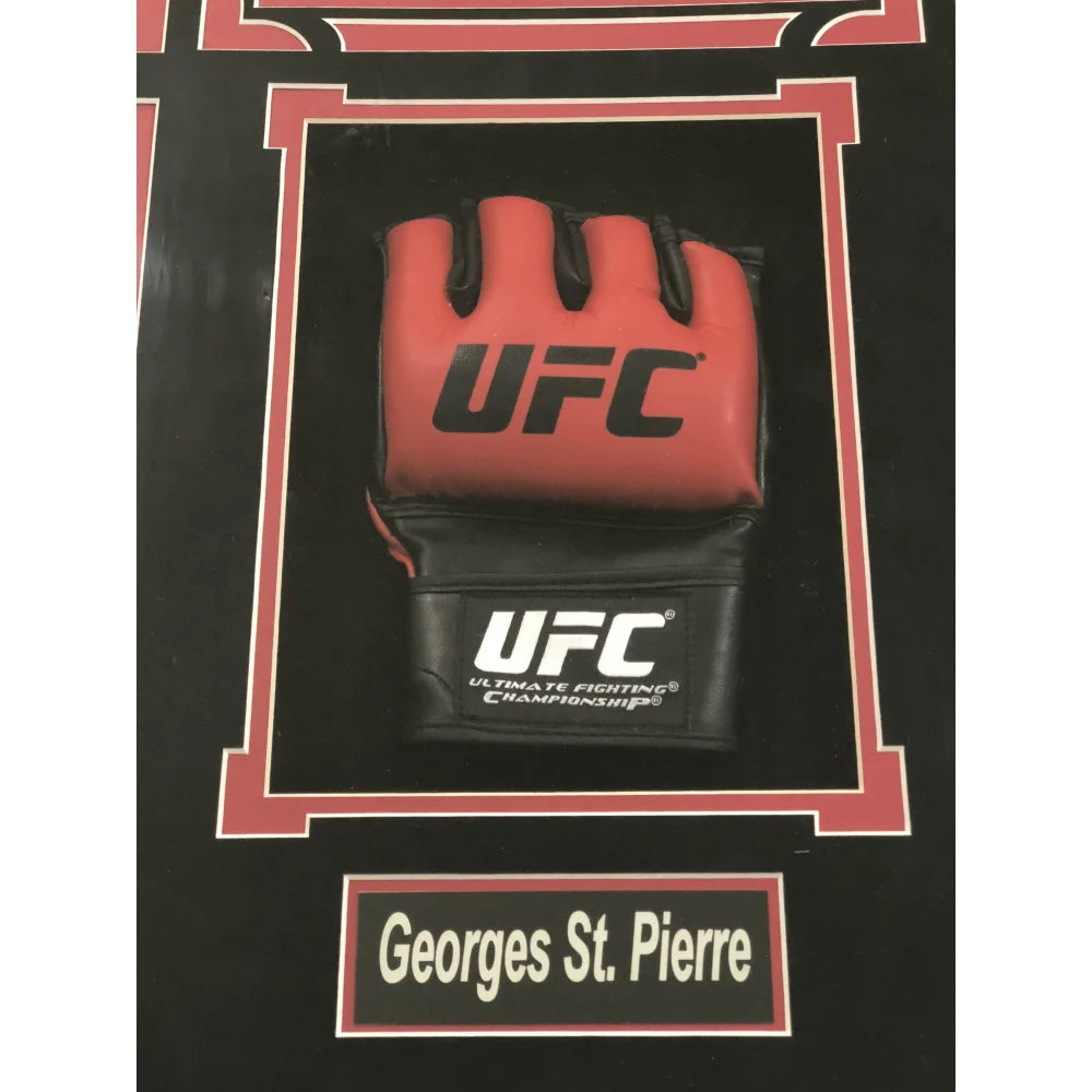Georges St. Pierre Signed 8x10 Framed UFC Glove with JSA COA - GSP Autographed Collectible for MMA Fans & Sports Memorabilia Display