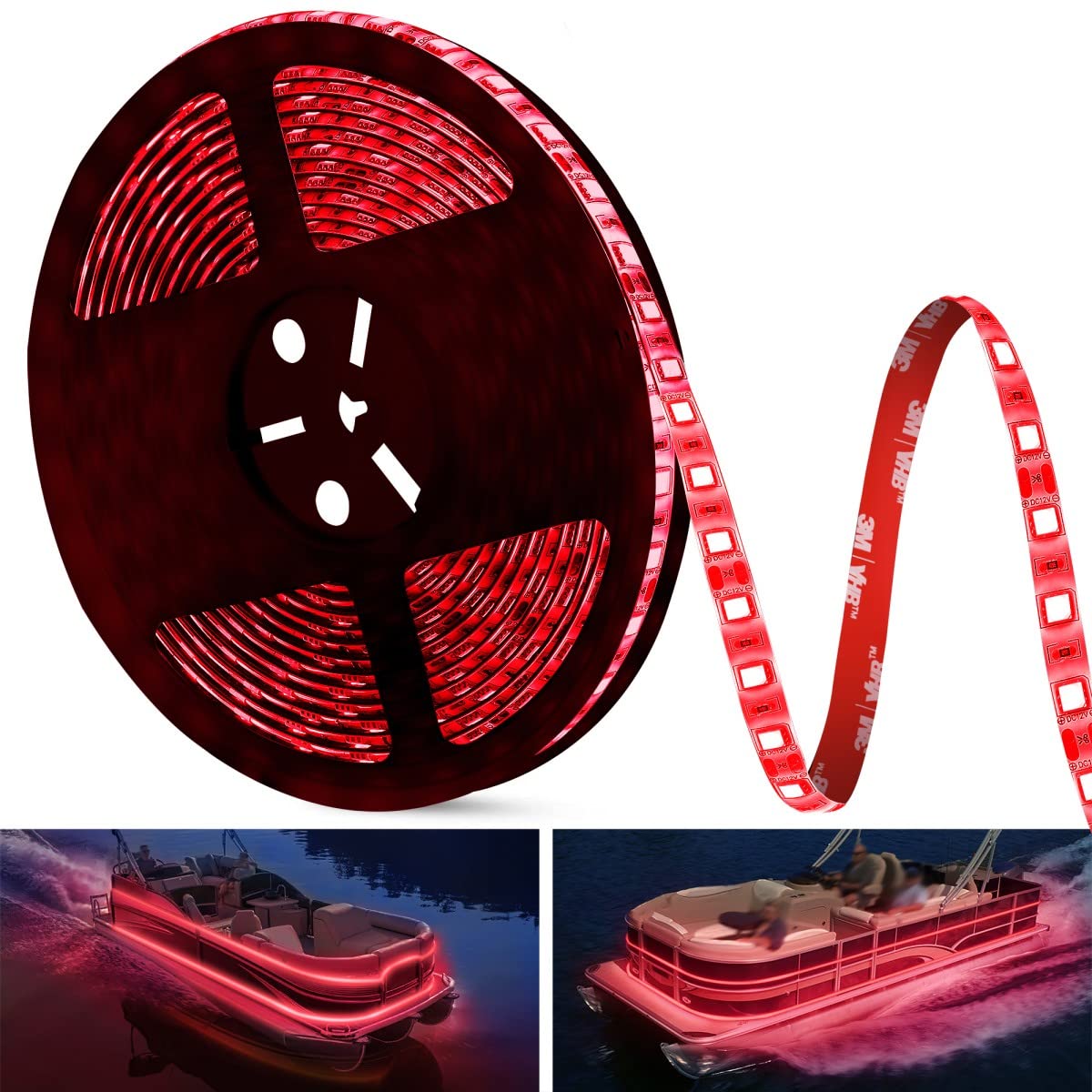 25FT Waterproof LED Boat Lights - Marine Pontoon Strip Lights for Deck & Interior, Under Gunnel & Night Fishing | Durable Boat Accessories (Red) - Perfect for Pontoon Boats, Yachts & Nighttime Fishing Adventures