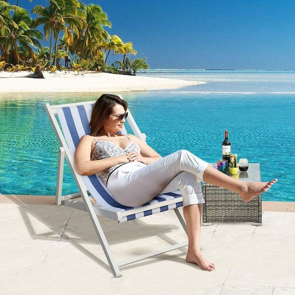Portable Foldable Sling Beach Chair - Lightweight Reclining Outdoor Lounge Chair for Patio, Poolside, Camping & Fishing | Perfect for Relaxing, Sunbathing & Travel