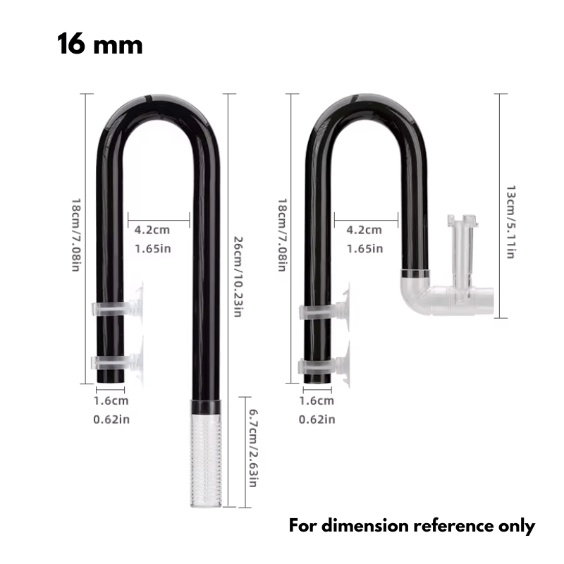 AQUAPRO 12mm/16mm Plastic Skimmer Outflow & Inflow with Suction Cups - Perfect for Aquarium, Pond, and Water Garden Filtration Systems