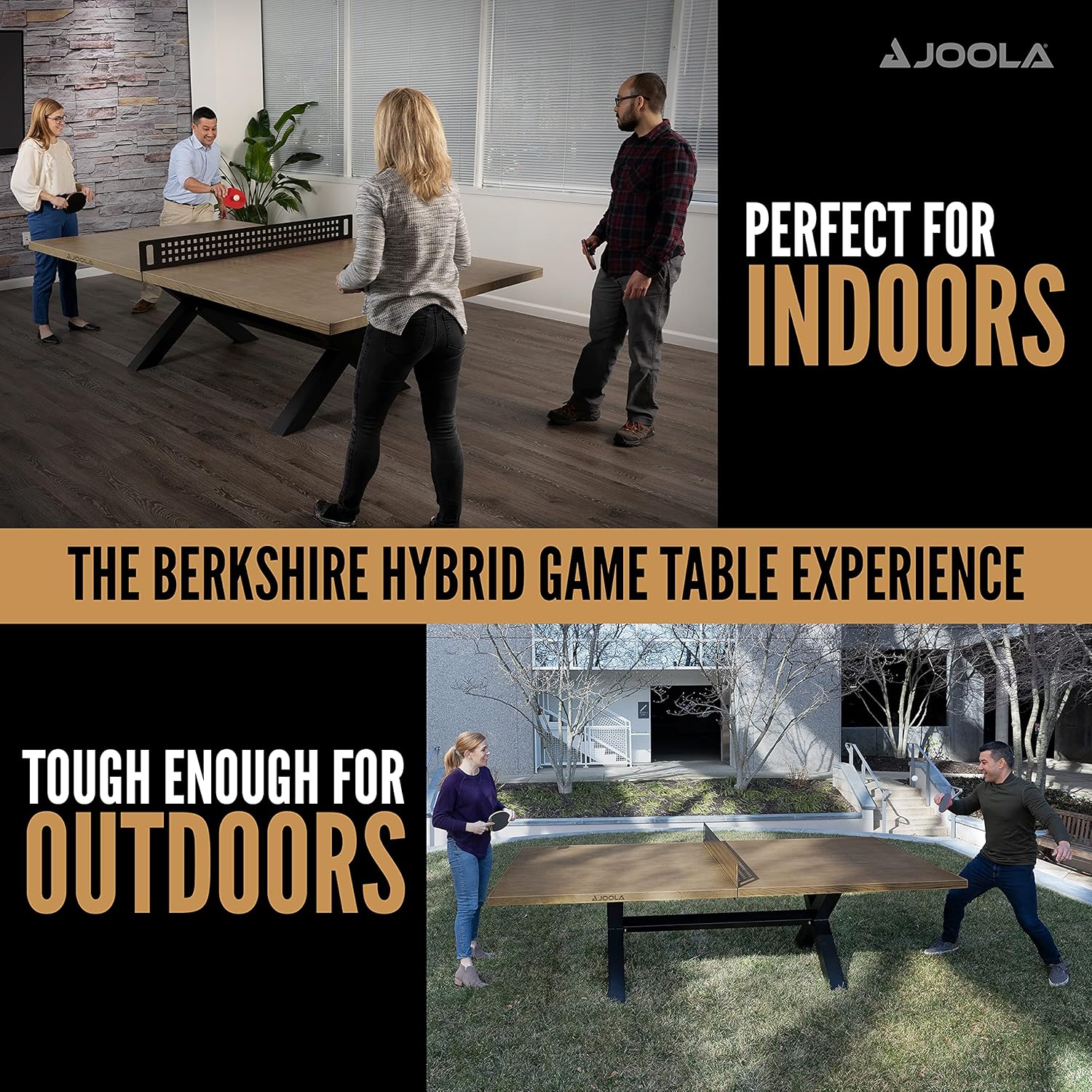 JOOLA Berkshire Indoor/Outdoor Ping Pong Table - Professional Grade Table Tennis Equipment for Home, Office & Backyard Games