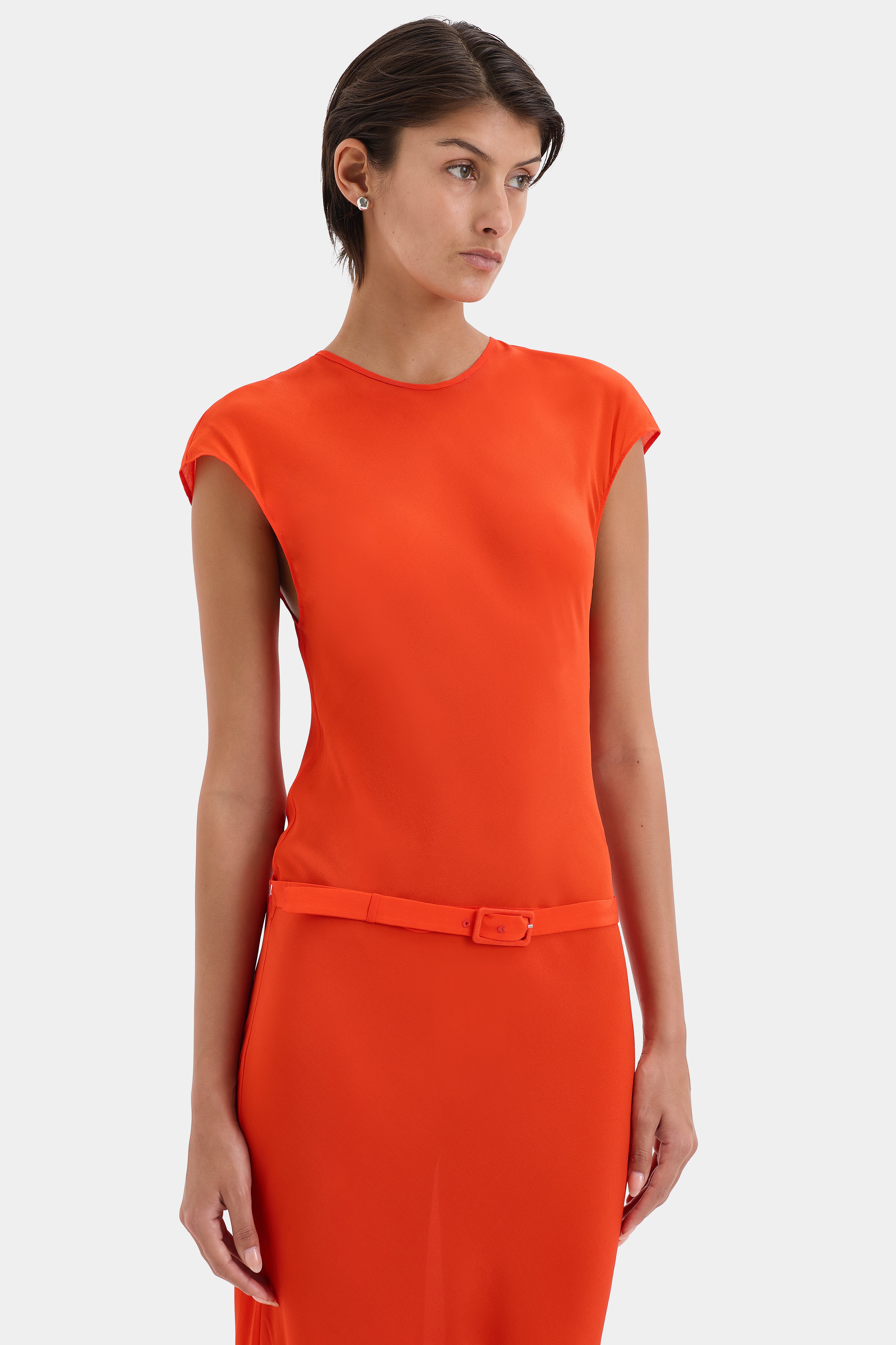 Fresca Belted Midi Dress for Women - Elegant Wrap Waist Flowy Summer Dress - Perfect for Office, Date Night & Special Occasions